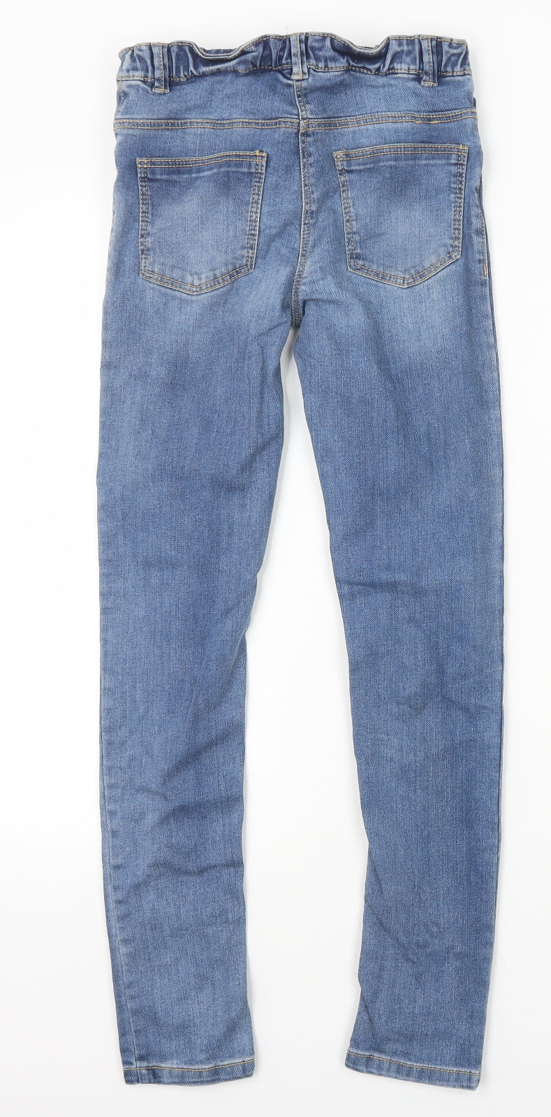 TU Girls Blue Cotton Skinny Jeans Size 12 Years Regular Zip - Distressed