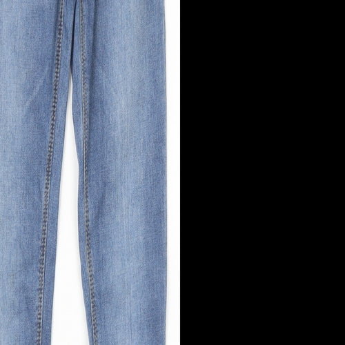 TU Girls Blue Cotton Skinny Jeans Size 12 Years Regular Zip - Distressed