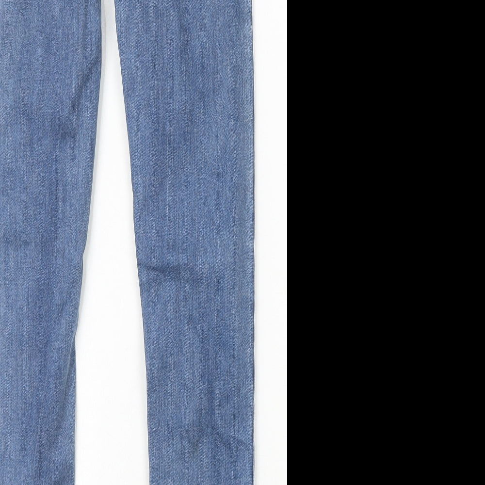 TU Girls Blue Cotton Skinny Jeans Size 12 Years Regular Zip - Distressed