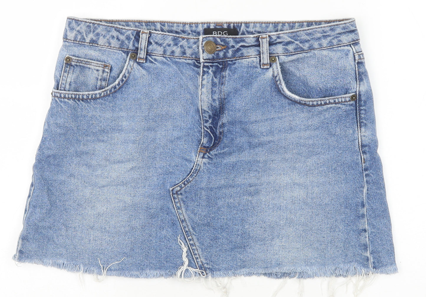 BDG Womens Blue Cotton Mini Skirt Size L Zip