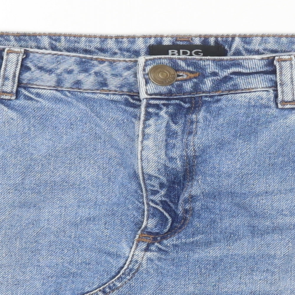 BDG Womens Blue Cotton Mini Skirt Size L Zip