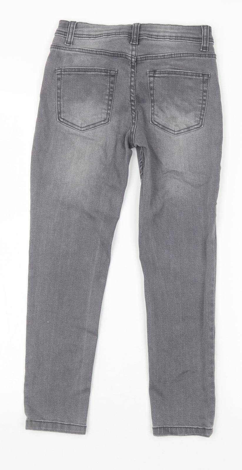 Primark Boys Grey Cotton Skinny Jeans Size 7-8 Years Regular Zip