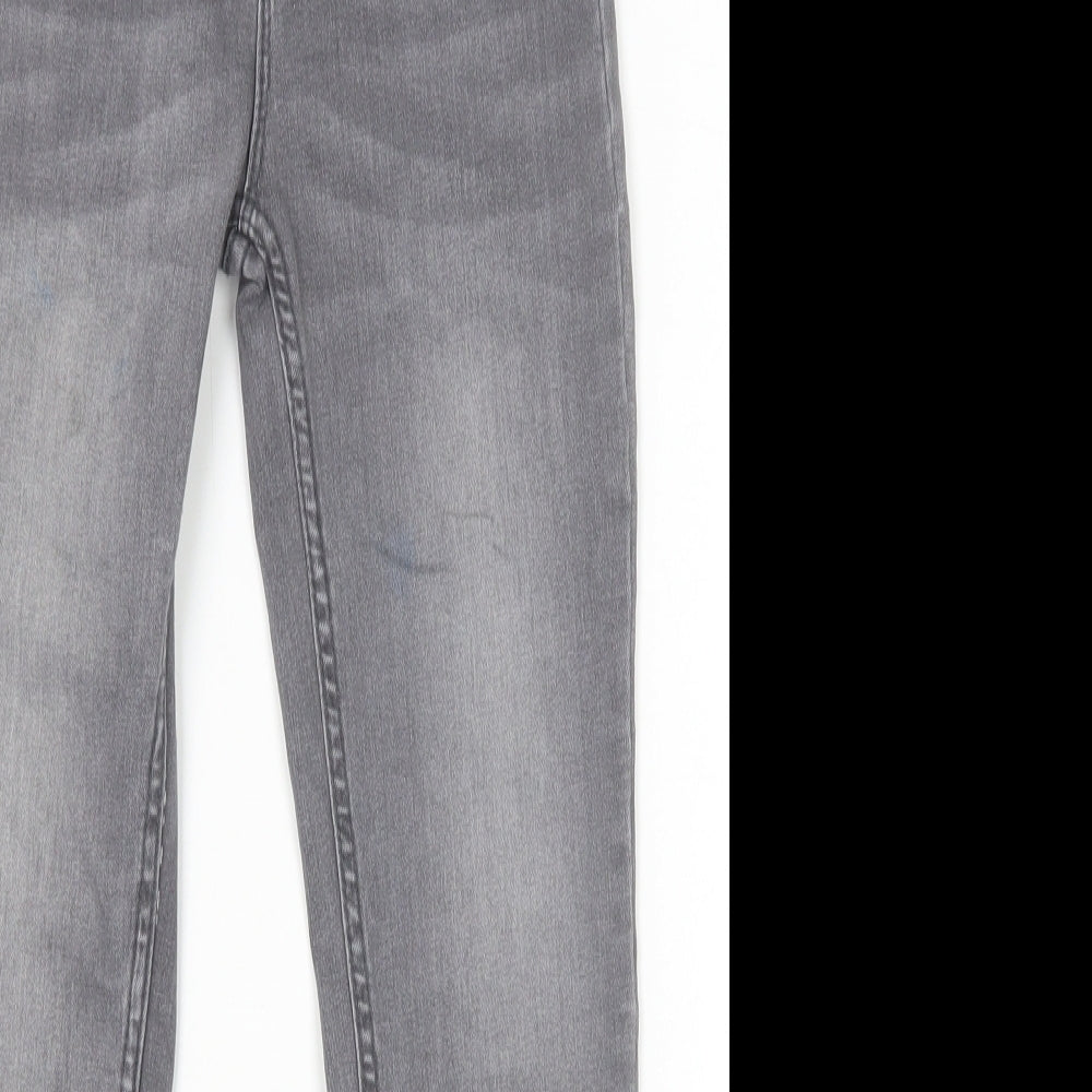 Primark Boys Grey Cotton Skinny Jeans Size 7-8 Years Regular Zip