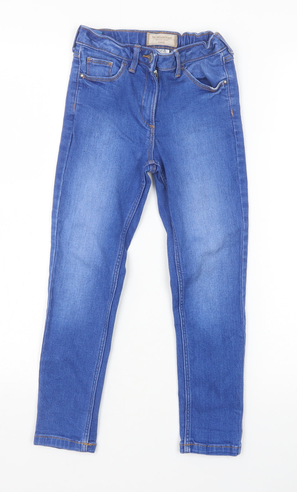NEXT Girls Blue Cotton Skinny Jeans Size 8 Years Regular Zip