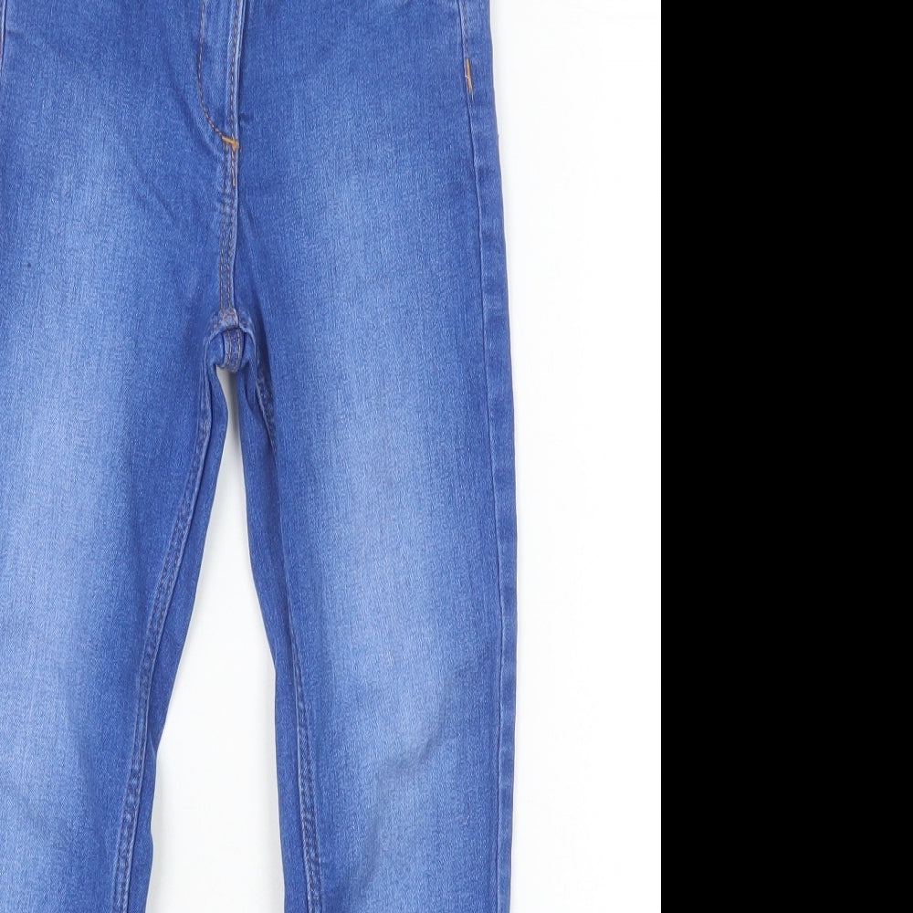 NEXT Girls Blue Cotton Skinny Jeans Size 8 Years Regular Zip