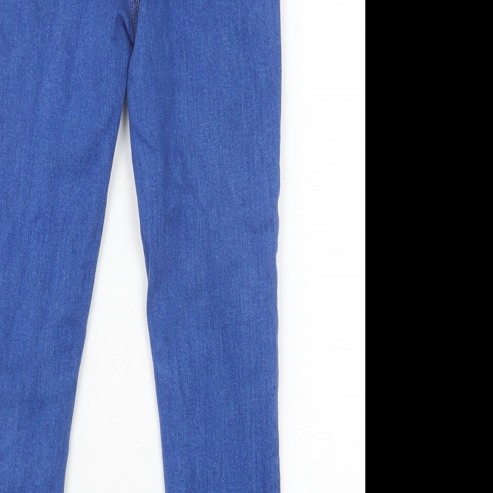 NEXT Girls Blue Cotton Skinny Jeans Size 8 Years Regular Zip