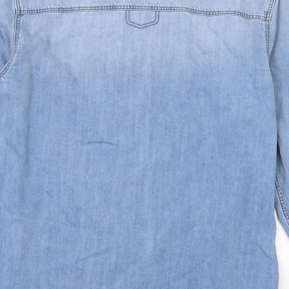 Fat Face Mens Blue Cotton Button-Up Size M Collared Button