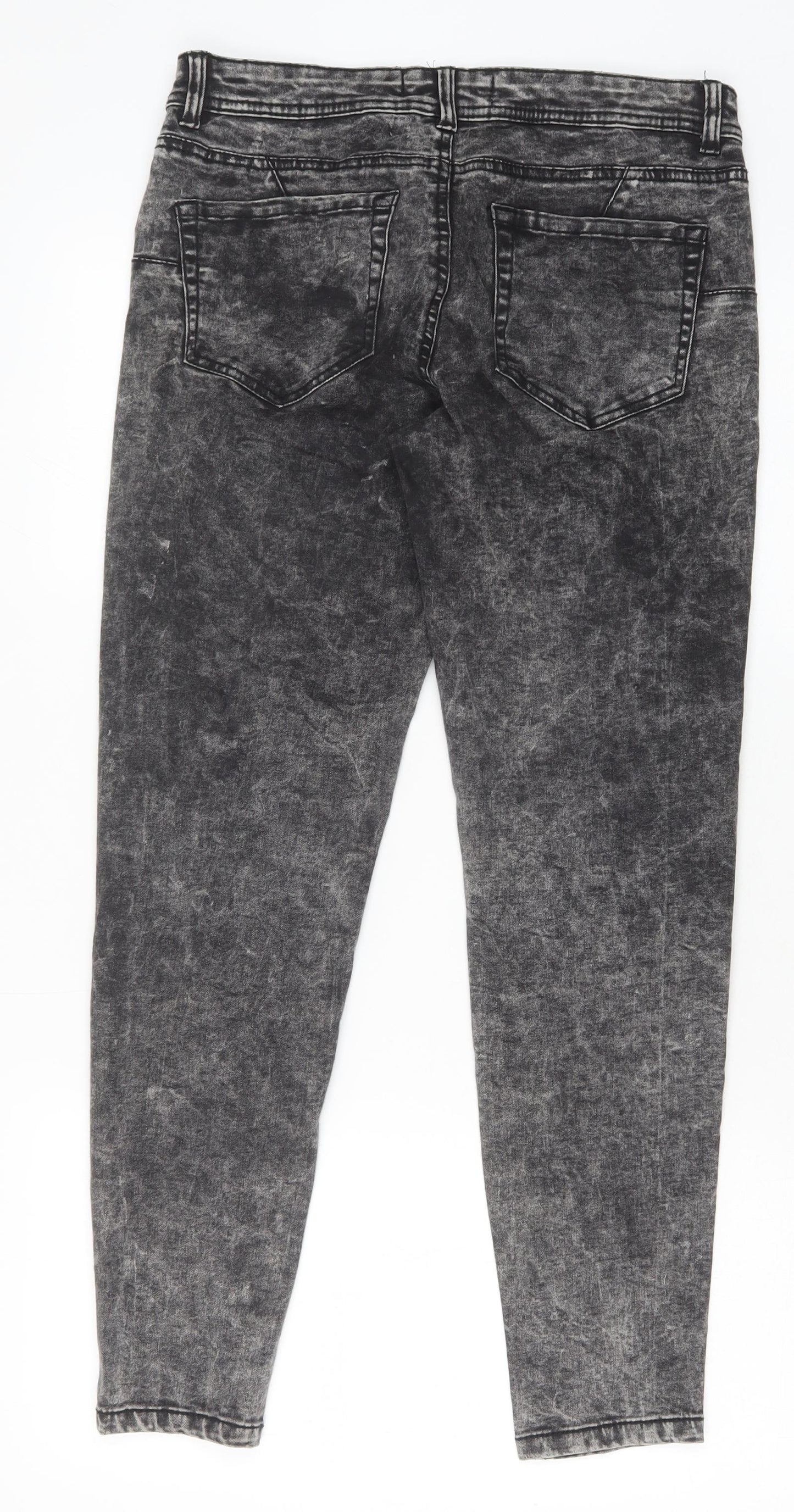 Primark Womens Grey Cotton Skinny Jeans Size 12 Regular Zip