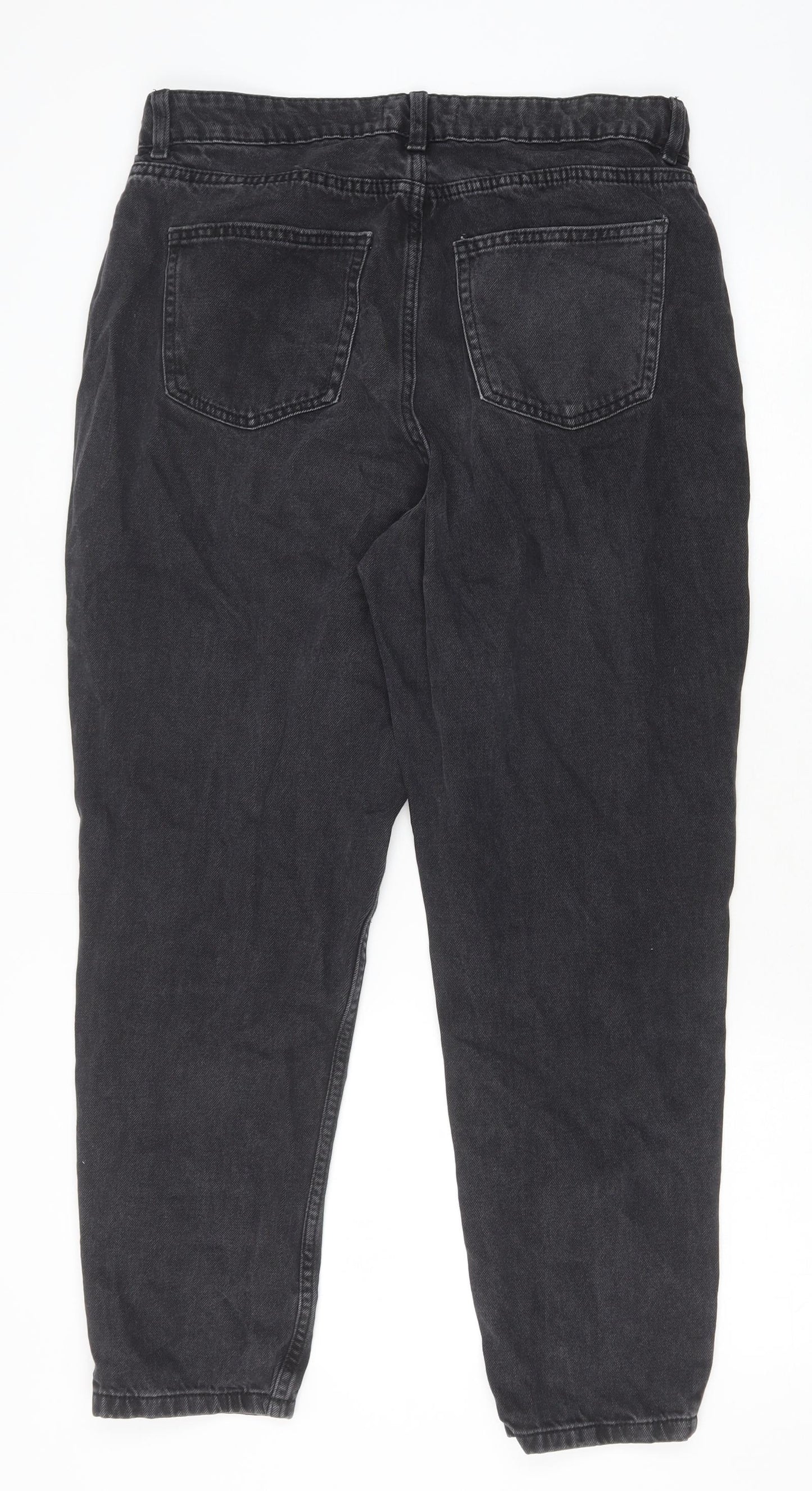 Primark Womens Black Cotton Straight Jeans Size 14 Regular Zip