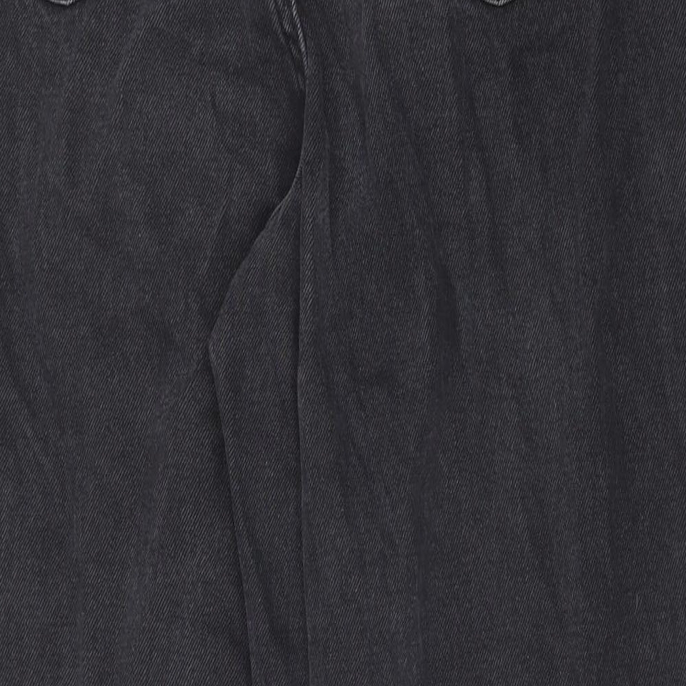 Primark Womens Black Cotton Straight Jeans Size 14 Regular Zip