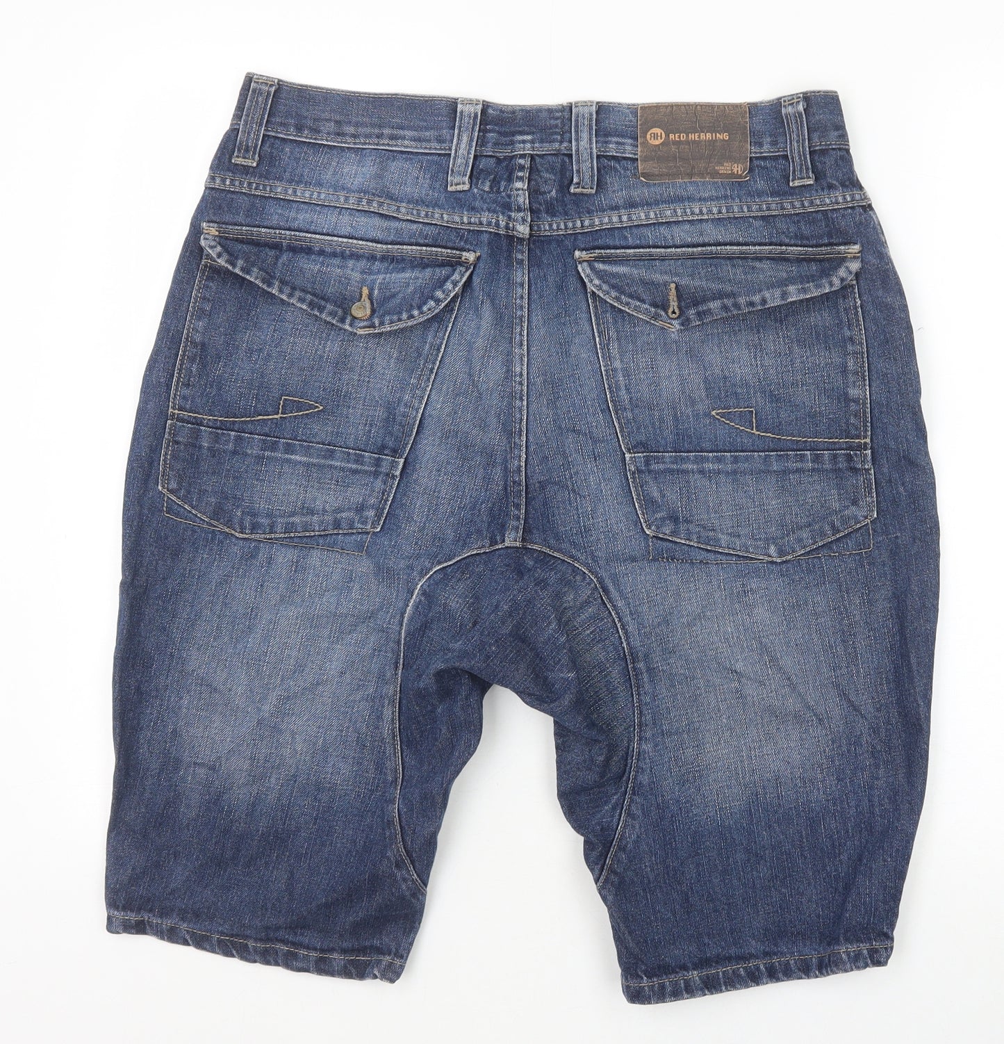 Red Herring Mens Blue Cotton Bermuda Shorts Size 34 in Regular Button