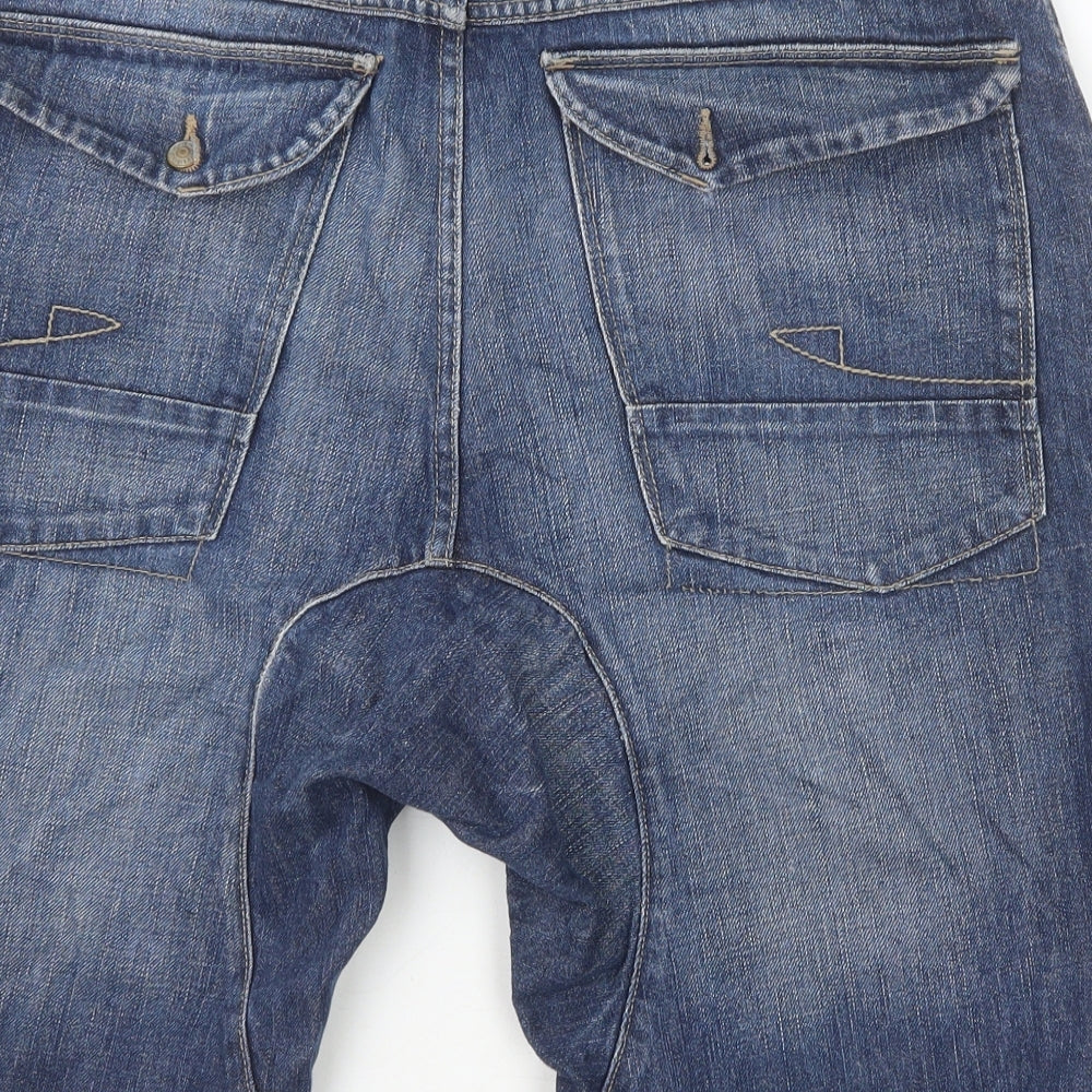 Red Herring Mens Blue Cotton Bermuda Shorts Size 34 in Regular Button