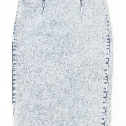Glamorous Womens Blue Cotton Straight & Pencil Skirt Size 8 Zip