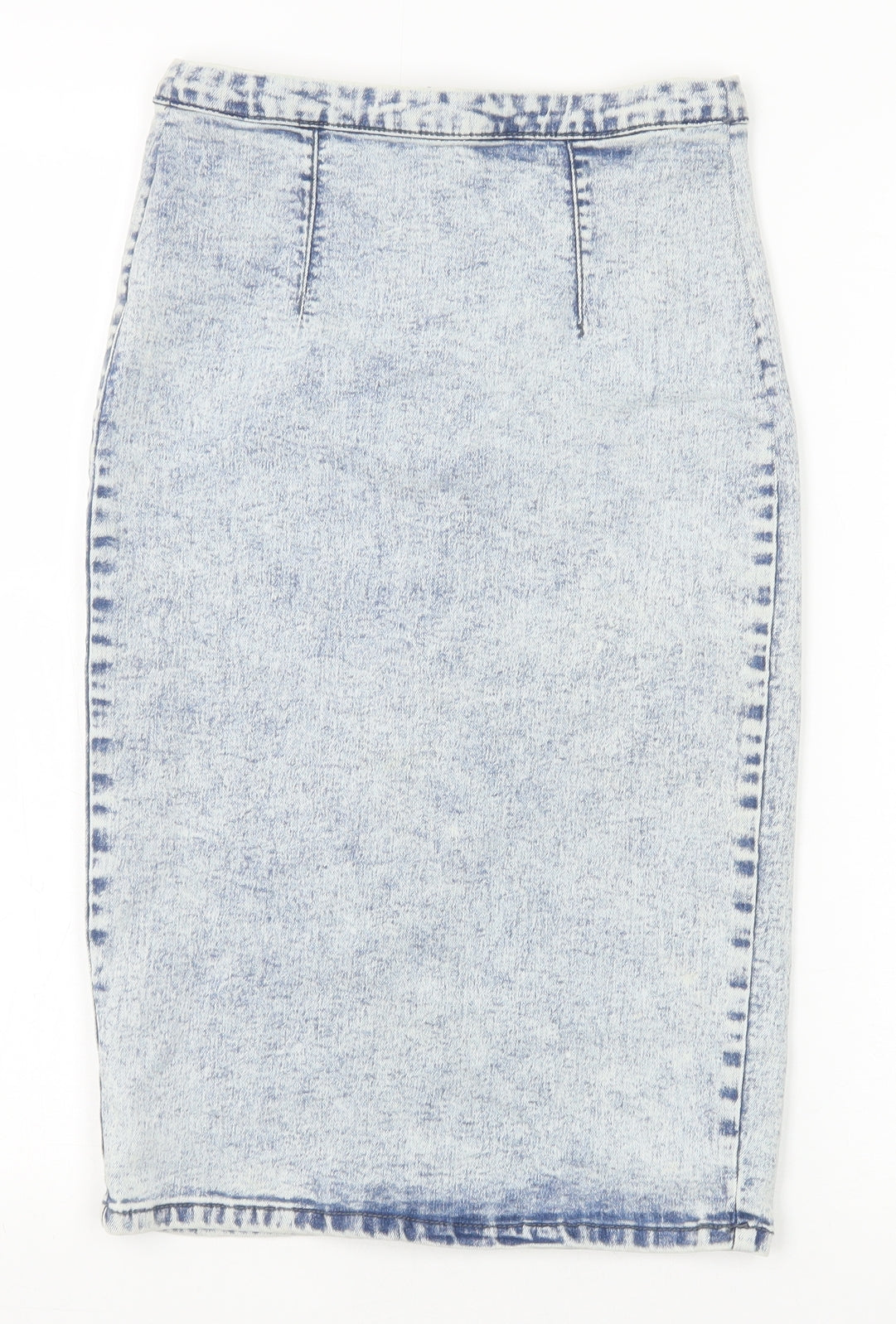 Glamorous Womens Blue Cotton Straight & Pencil Skirt Size 8 Zip