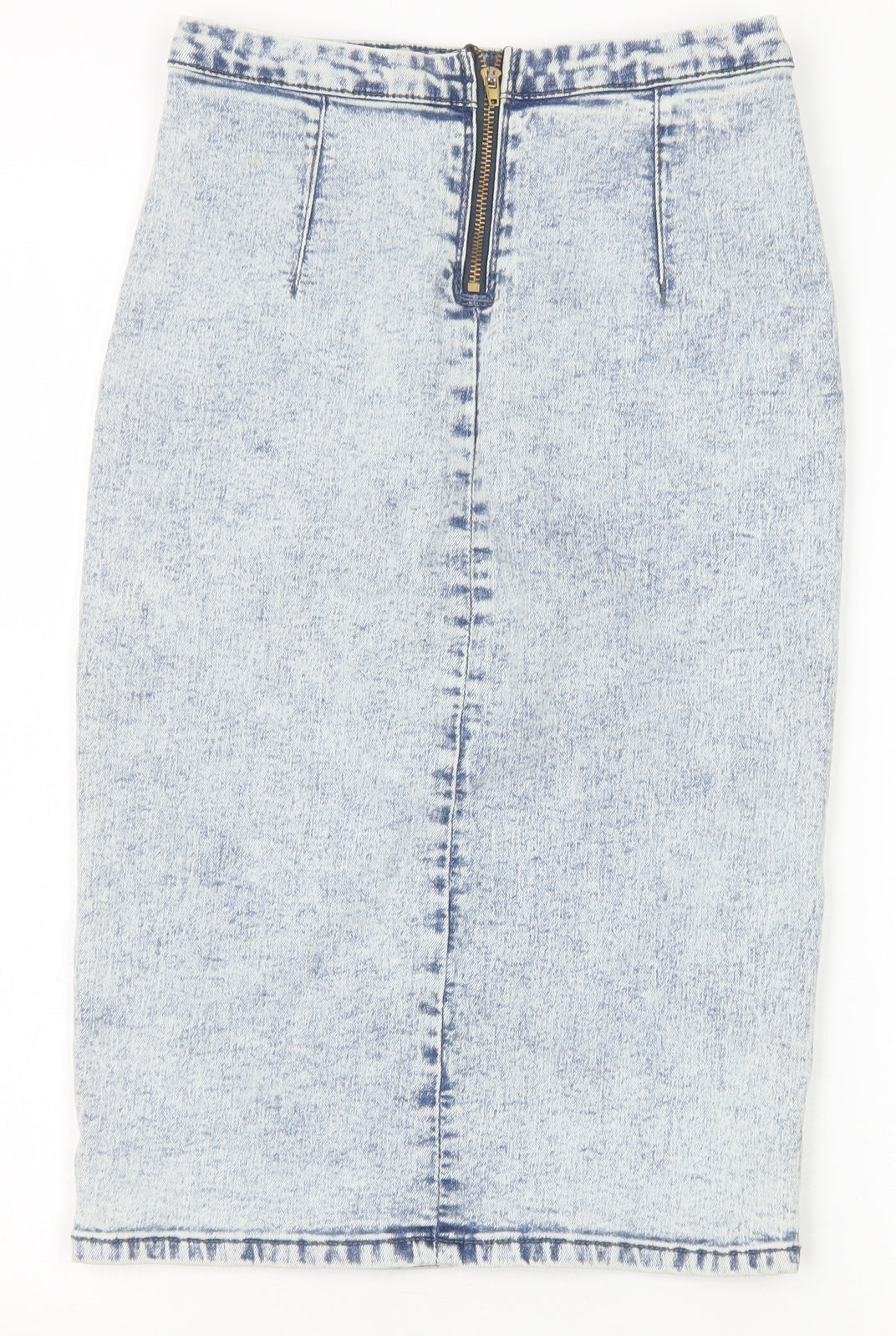 Glamorous Womens Blue Cotton Straight & Pencil Skirt Size 8 Zip