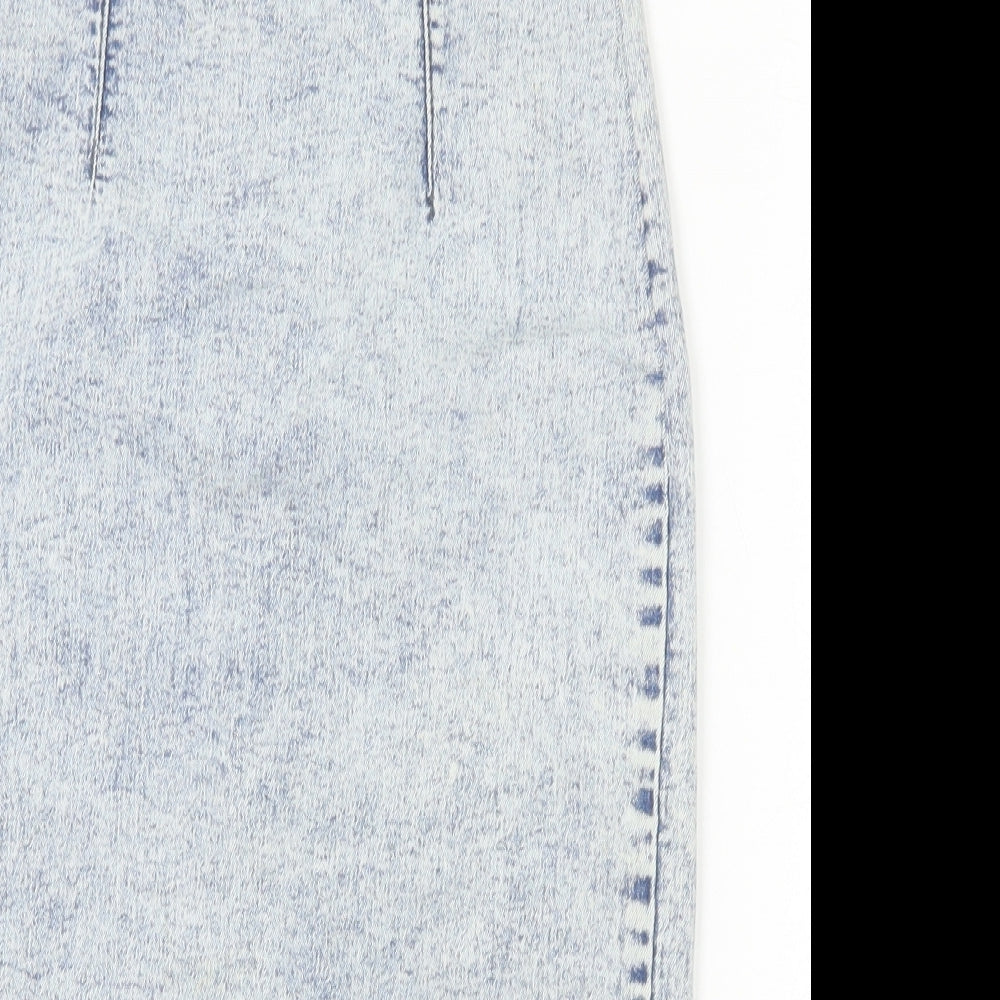 Glamorous Womens Blue Cotton Straight & Pencil Skirt Size 8 Zip