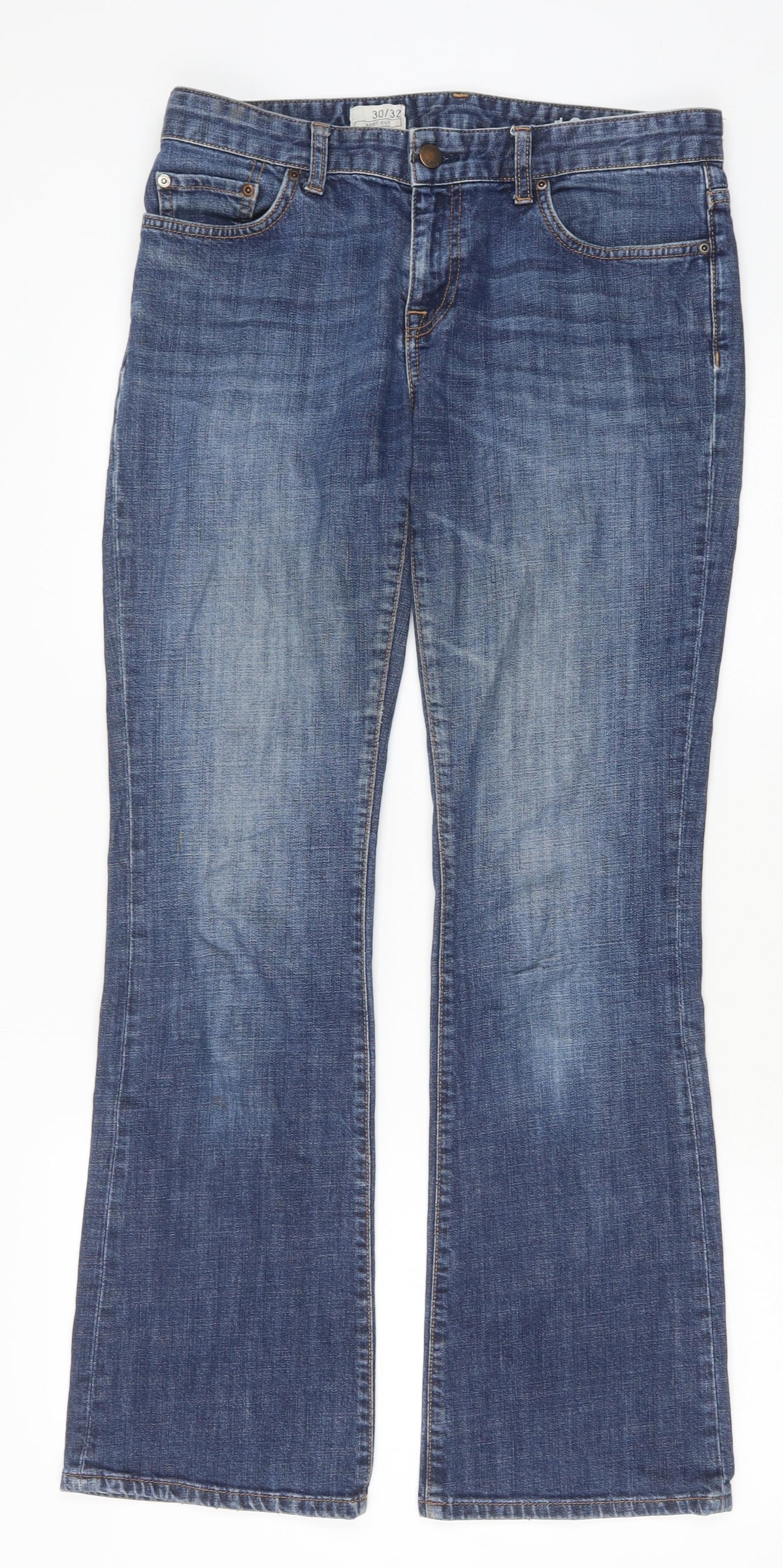 Gap Womens Blue Cotton Bootcut Jeans Size 30 in Regular Zip