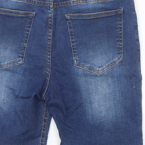 Topman Mens Blue Cotton Biker Shorts Size 32 in Regular Zip
