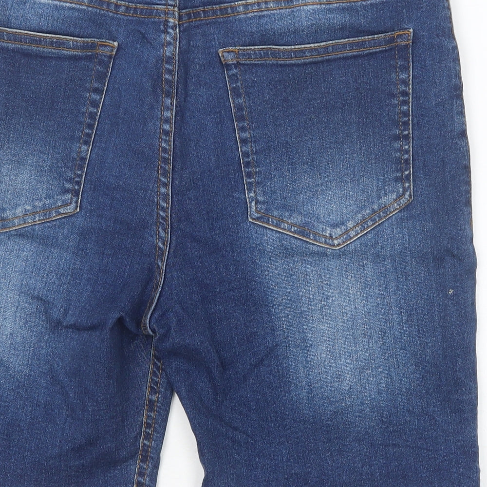 Topman Mens Blue Cotton Biker Shorts Size 32 in Regular Zip