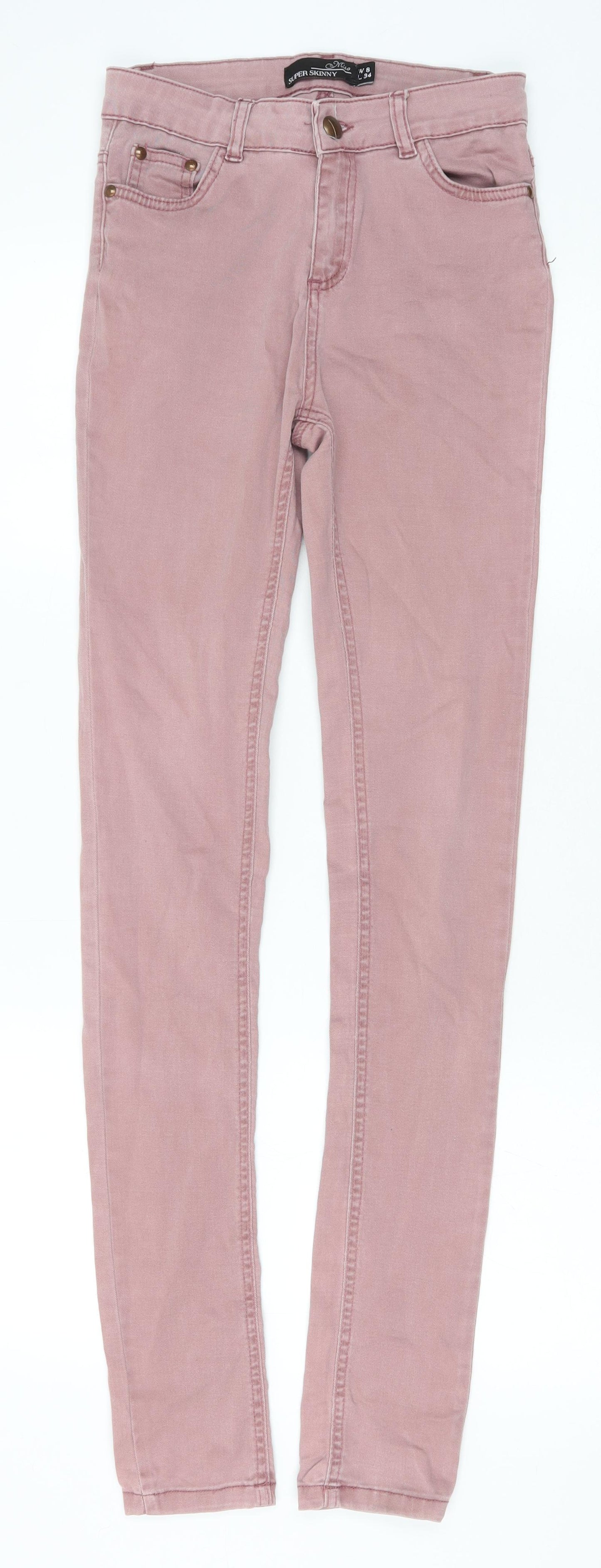 Miso Womens Pink Cotton Skinny Jeans Size 8 Extra-Slim Zip