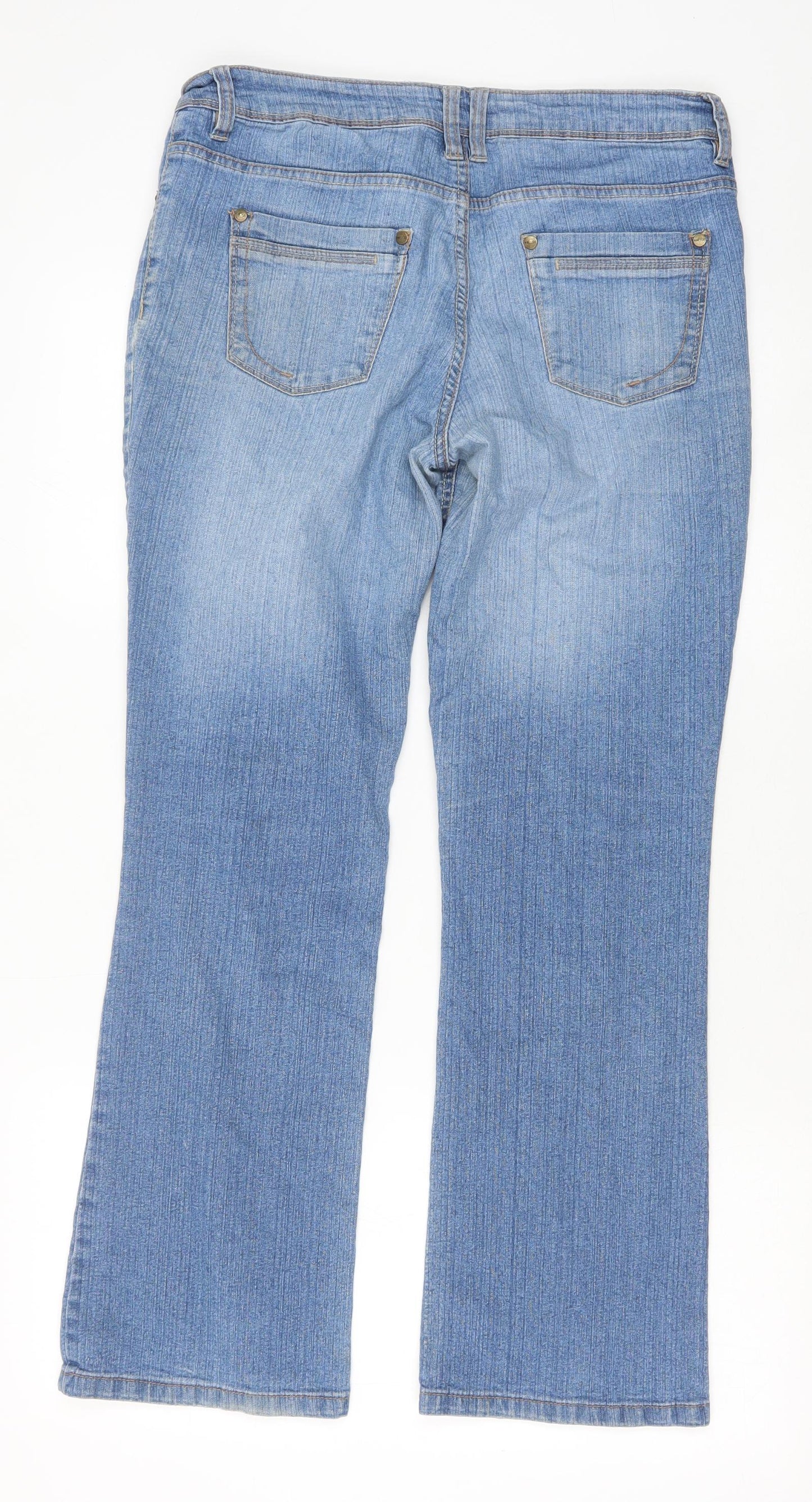 New Look Womens Blue Cotton Bootcut Jeans Size 12 Regular Zip