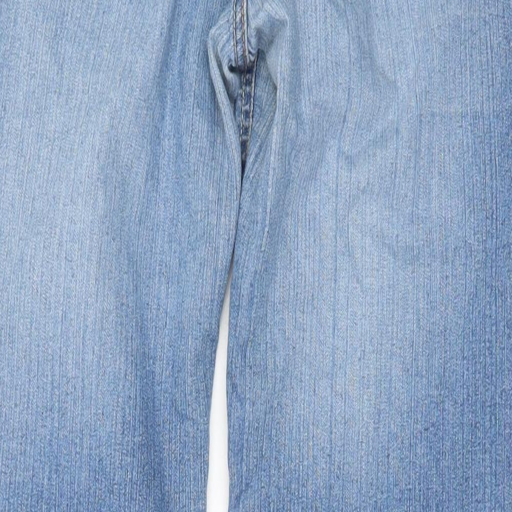 New Look Womens Blue Cotton Bootcut Jeans Size 12 Regular Zip