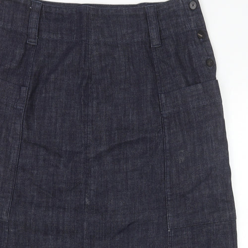 Toast Womens Blue Cotton Straight & Pencil Skirt Size 18 Button