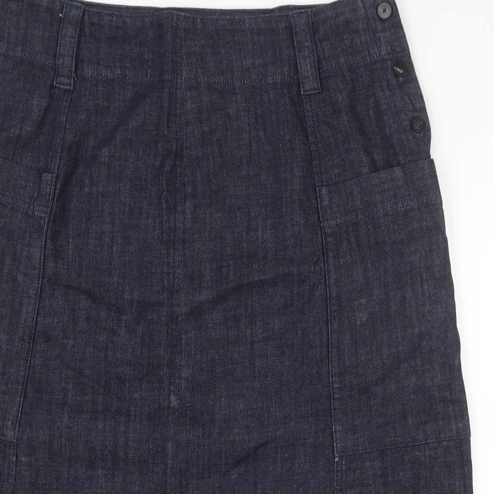 Toast Womens Blue Cotton Straight & Pencil Skirt Size 18 Button