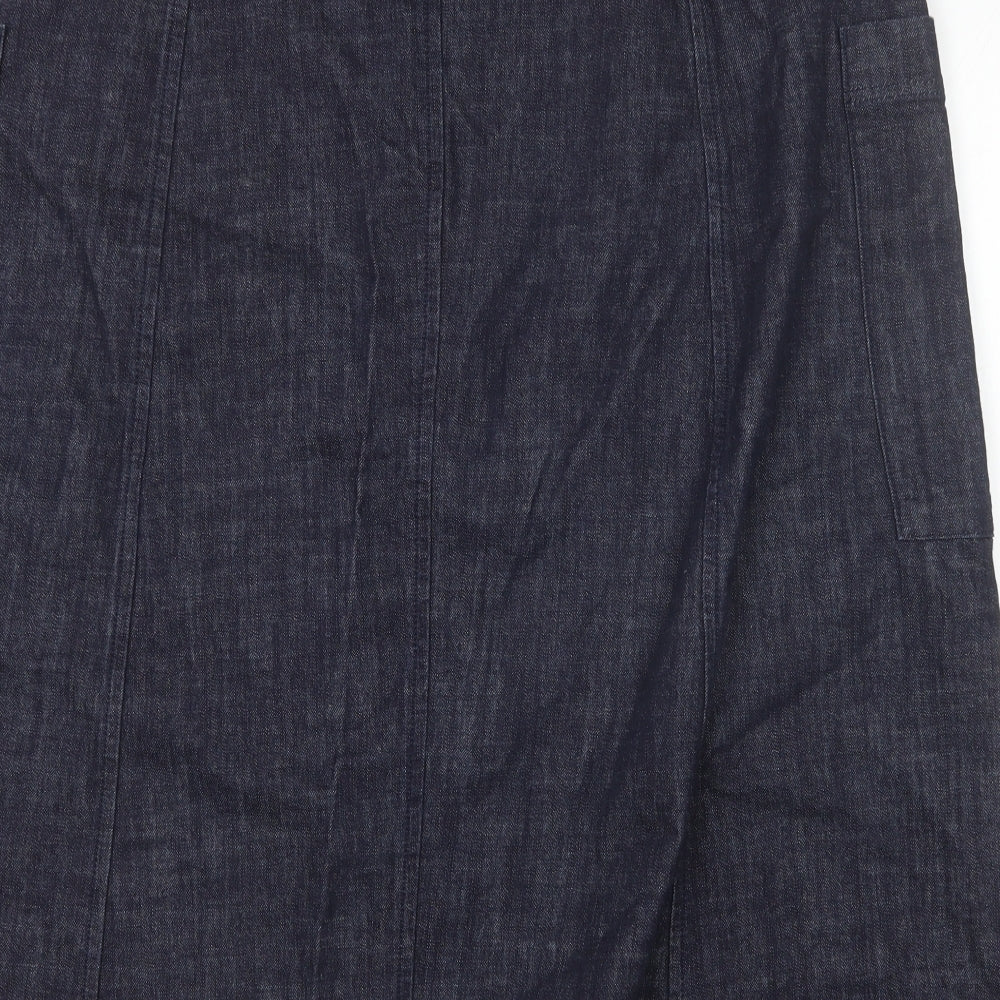 Toast Womens Blue Cotton Straight & Pencil Skirt Size 18 Button