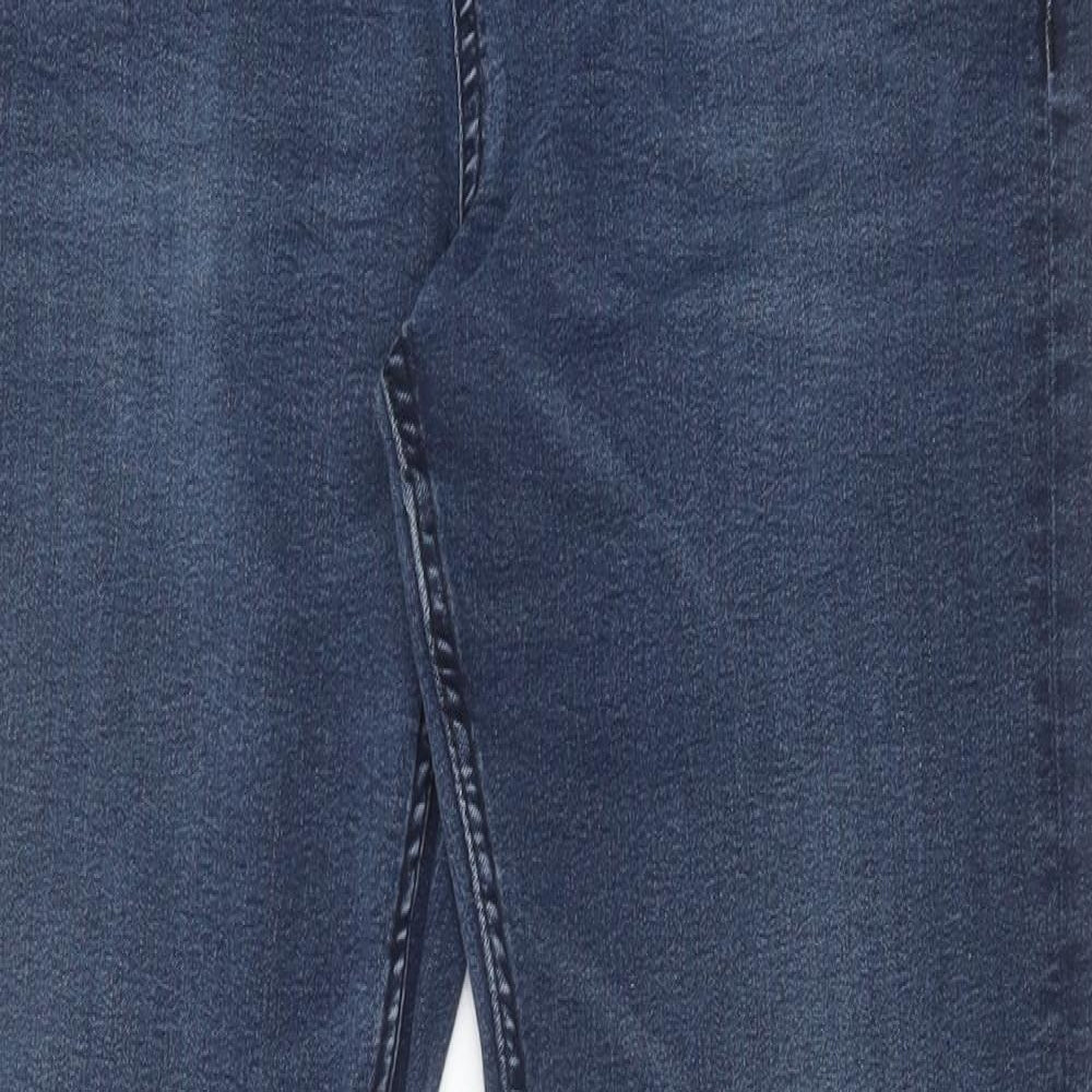 Marks and Spencer Womens Blue Cotton Straight Jeans Size 12 Slim Zip