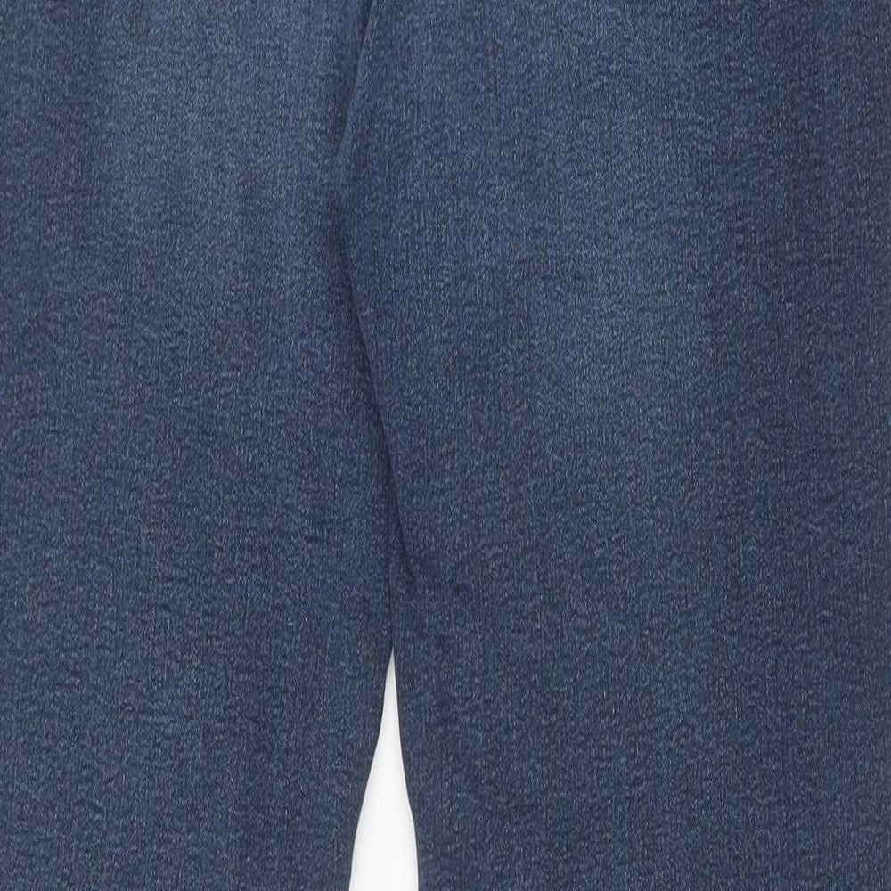 Marks and Spencer Womens Blue Cotton Straight Jeans Size 12 Slim Zip