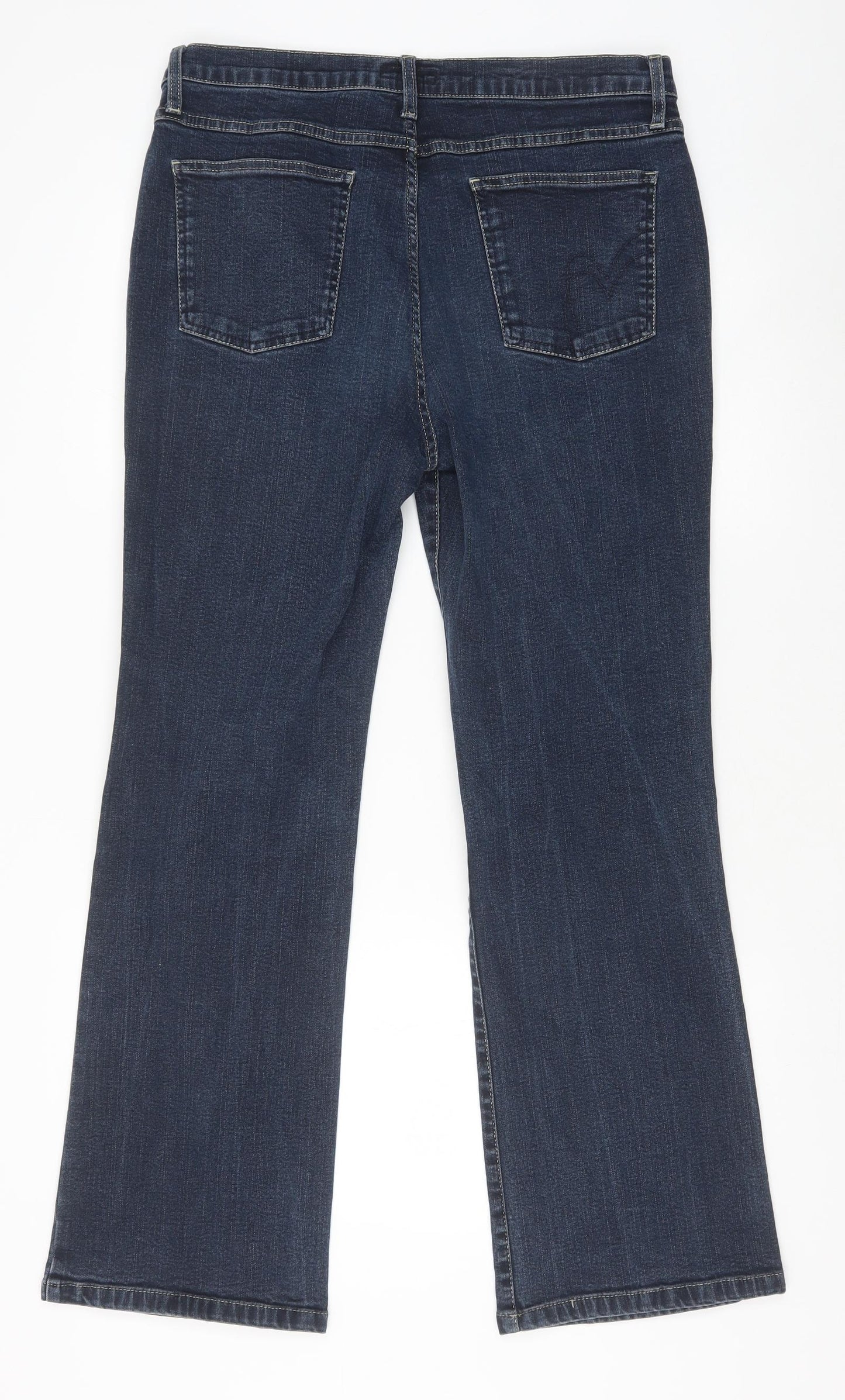 Per Una Womens Blue Cotton Bootcut Jeans Size 16 Regular Zip