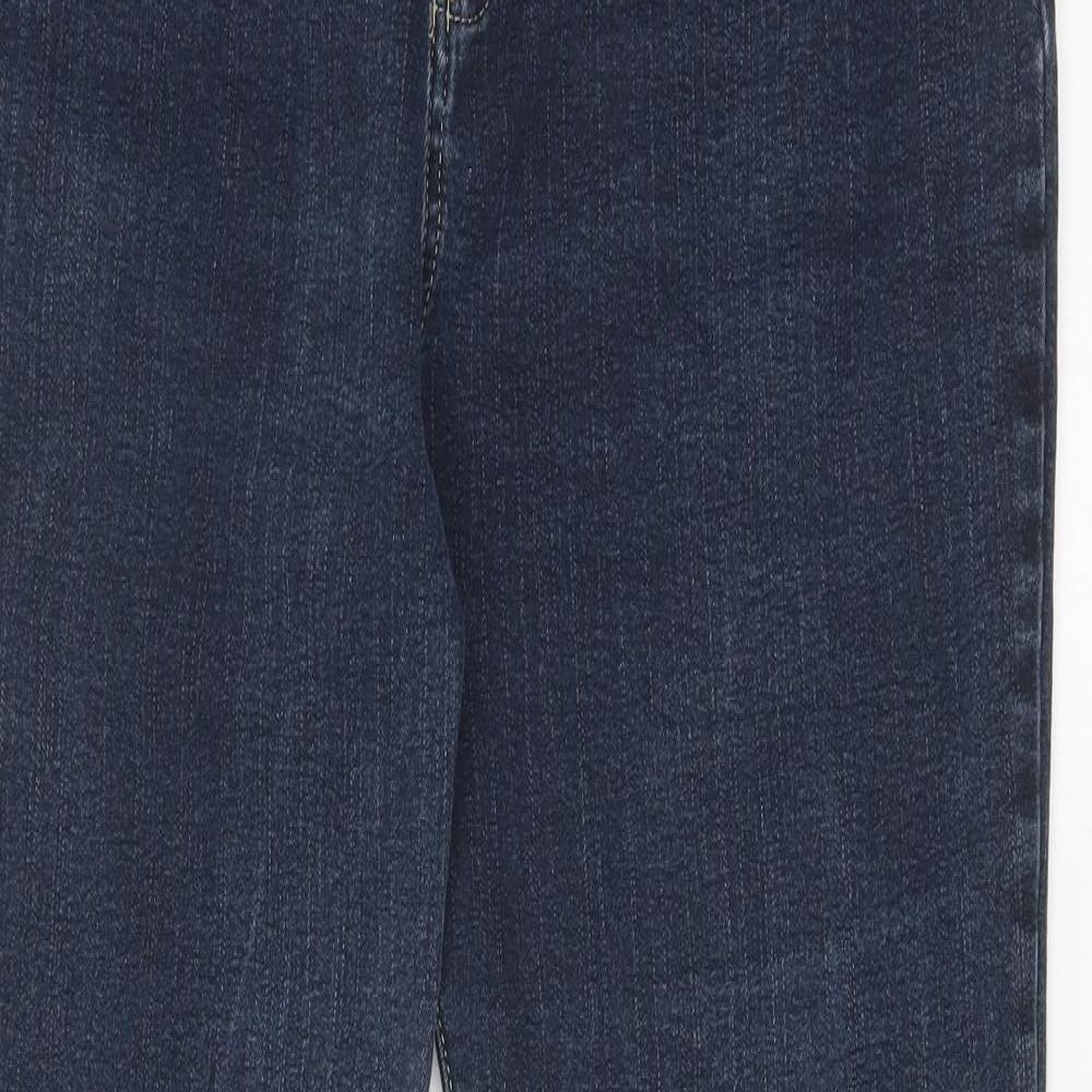Per Una Womens Blue Cotton Bootcut Jeans Size 16 Regular Zip