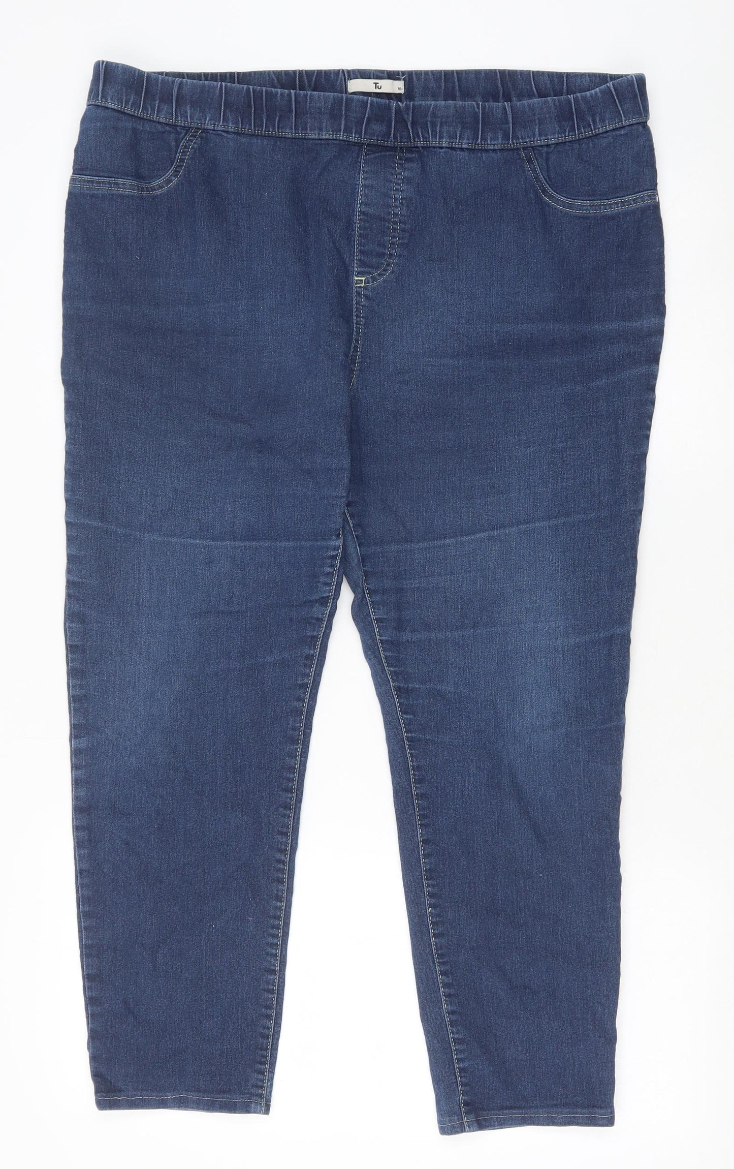 TU Womens Blue Cotton Jegging Trousers Size 18 Regular