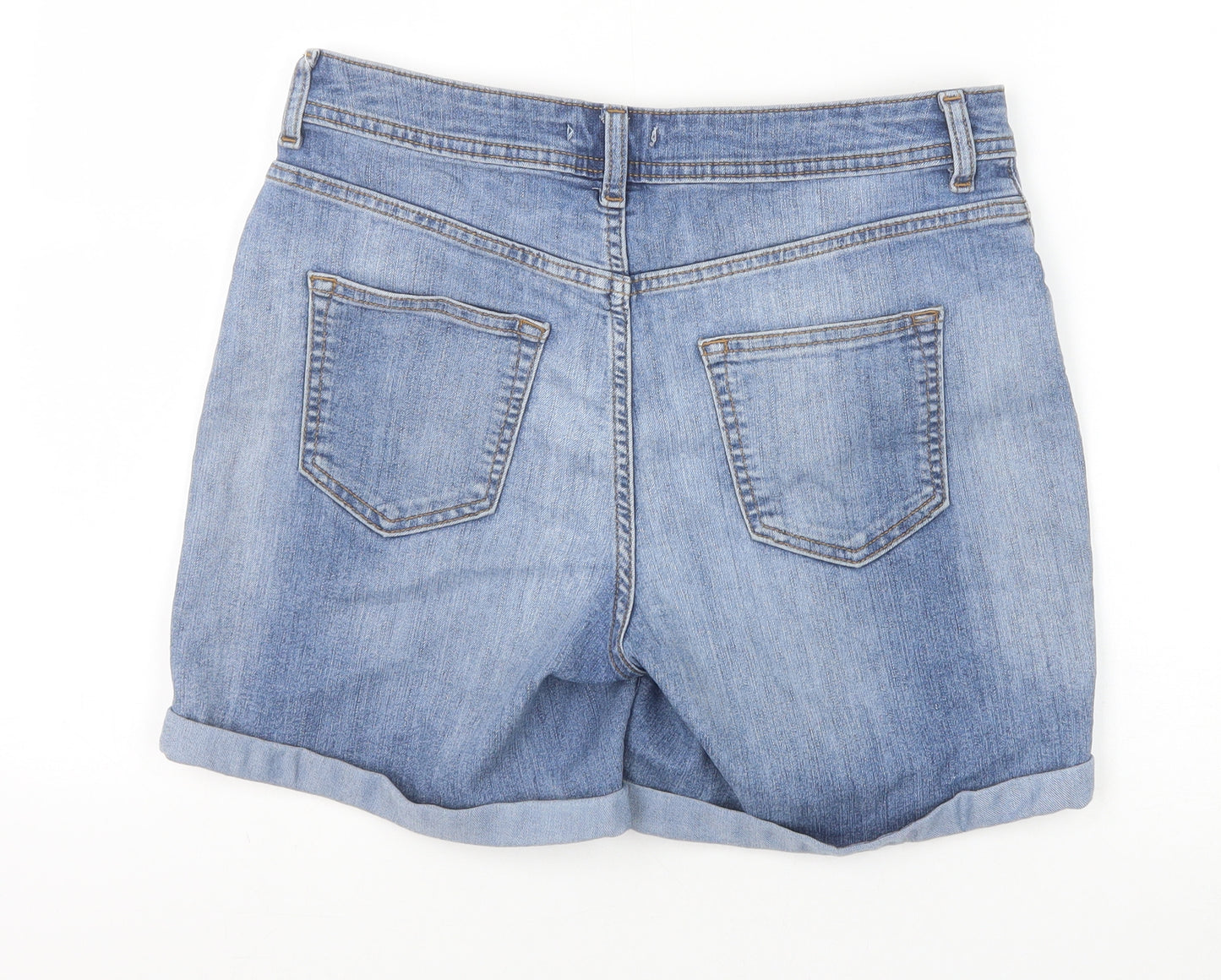 TU Womens Blue Cotton Mom Shorts Size 10 Regular Zip