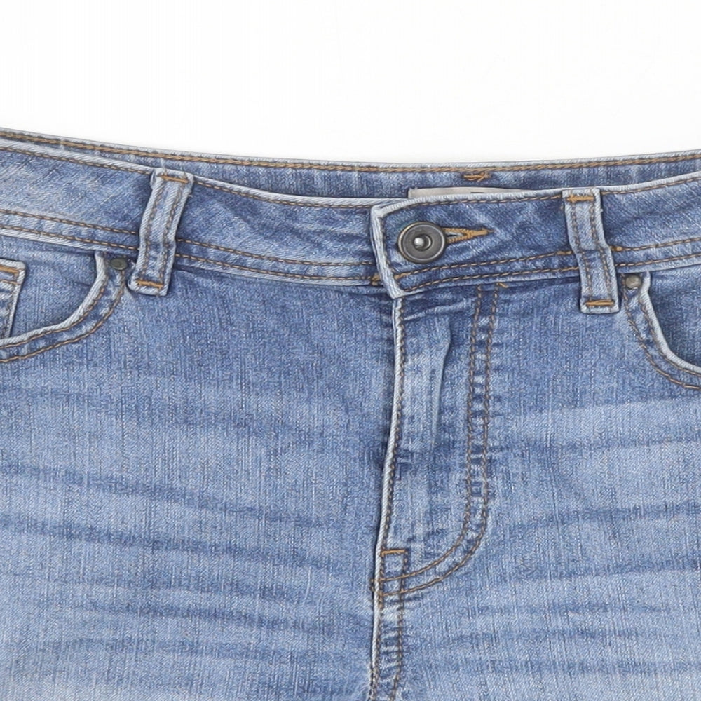 TU Womens Blue Cotton Mom Shorts Size 10 Regular Zip