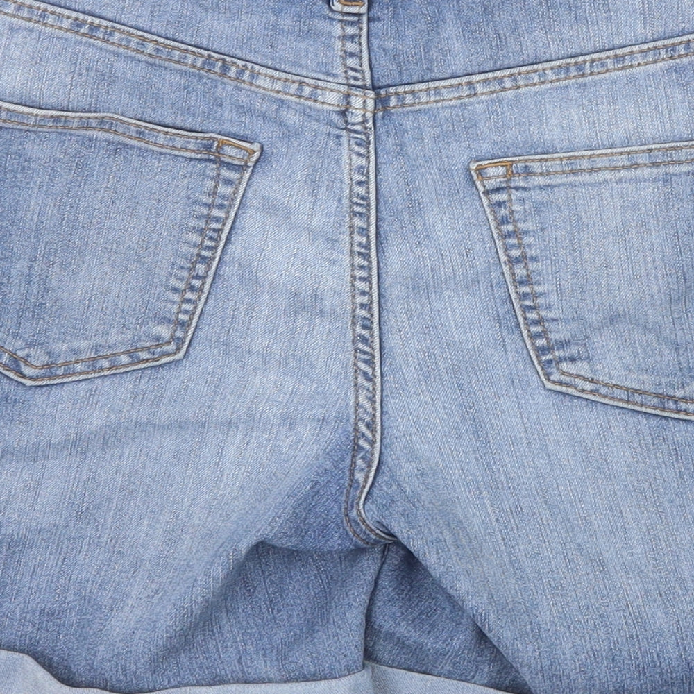 TU Womens Blue Cotton Mom Shorts Size 10 Regular Zip
