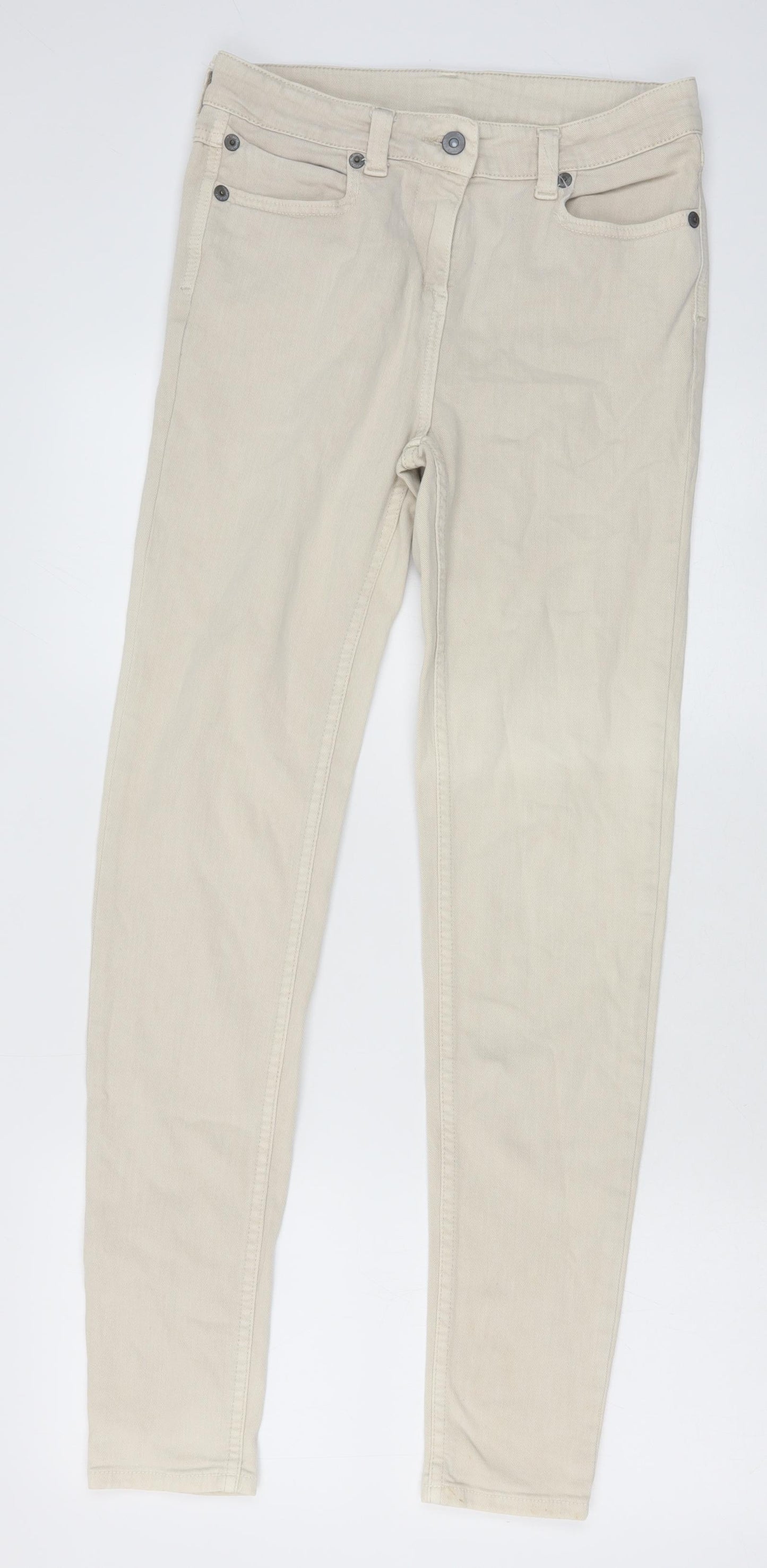 Marks and Spencer Womens Beige Cotton Skinny Jeans Size 10 Regular Zip