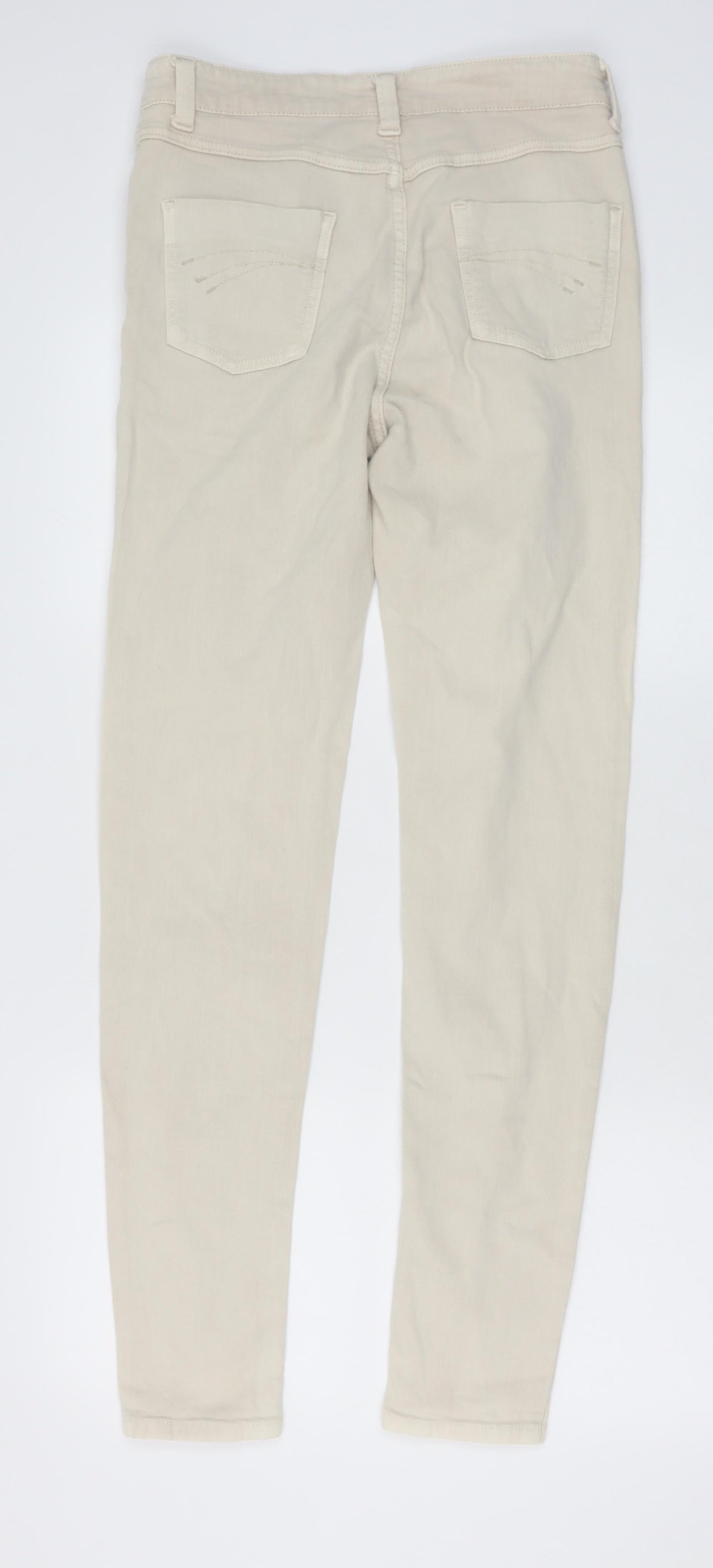 Marks and Spencer Womens Beige Cotton Skinny Jeans Size 10 Regular Zip