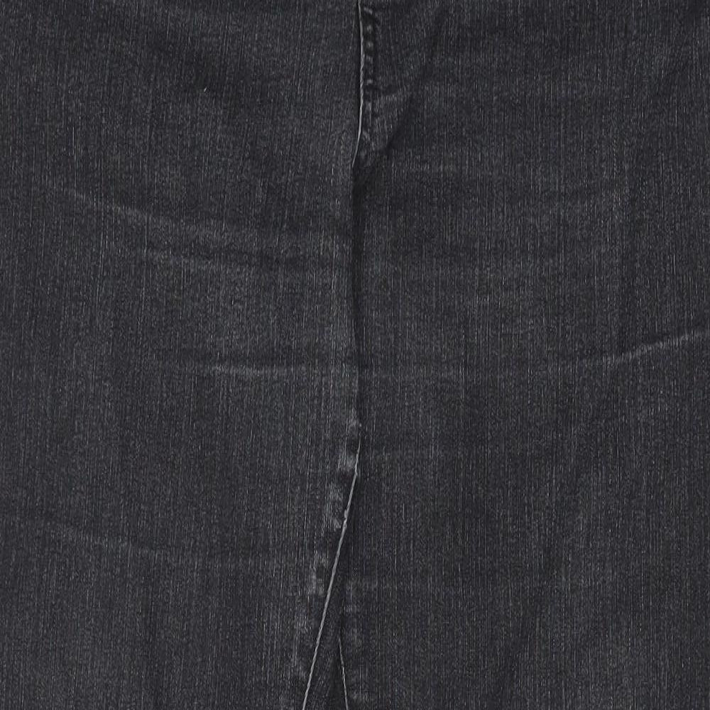 Per Una Womens Black Cotton Bootcut Jeans Size 16 Regular Zip