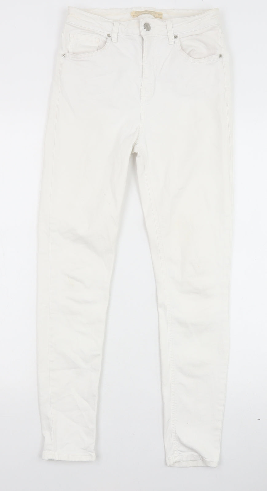 Topshop Womens White Cotton Skinny Jeans Size 28 in Regular Zip