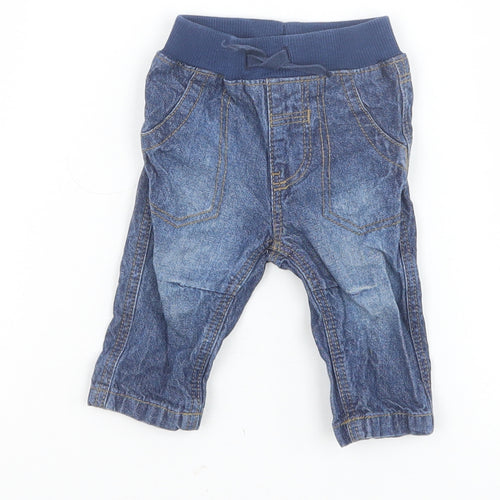 George Baby Blue 100% Cotton Jogger Jeans Size Newborn L50 cm Tie