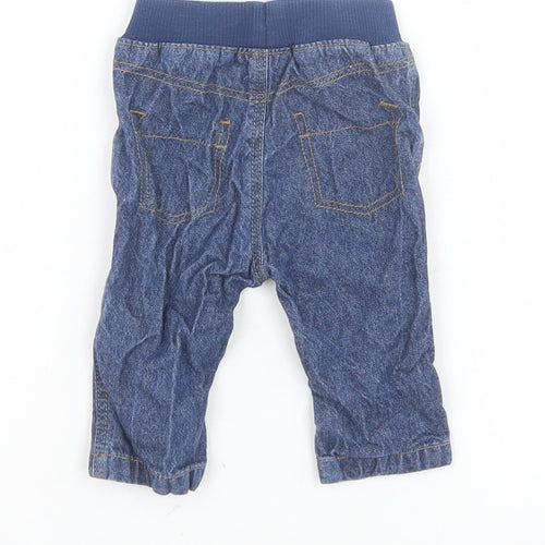 George Baby Blue 100% Cotton Jogger Jeans Size Newborn L50 cm Tie