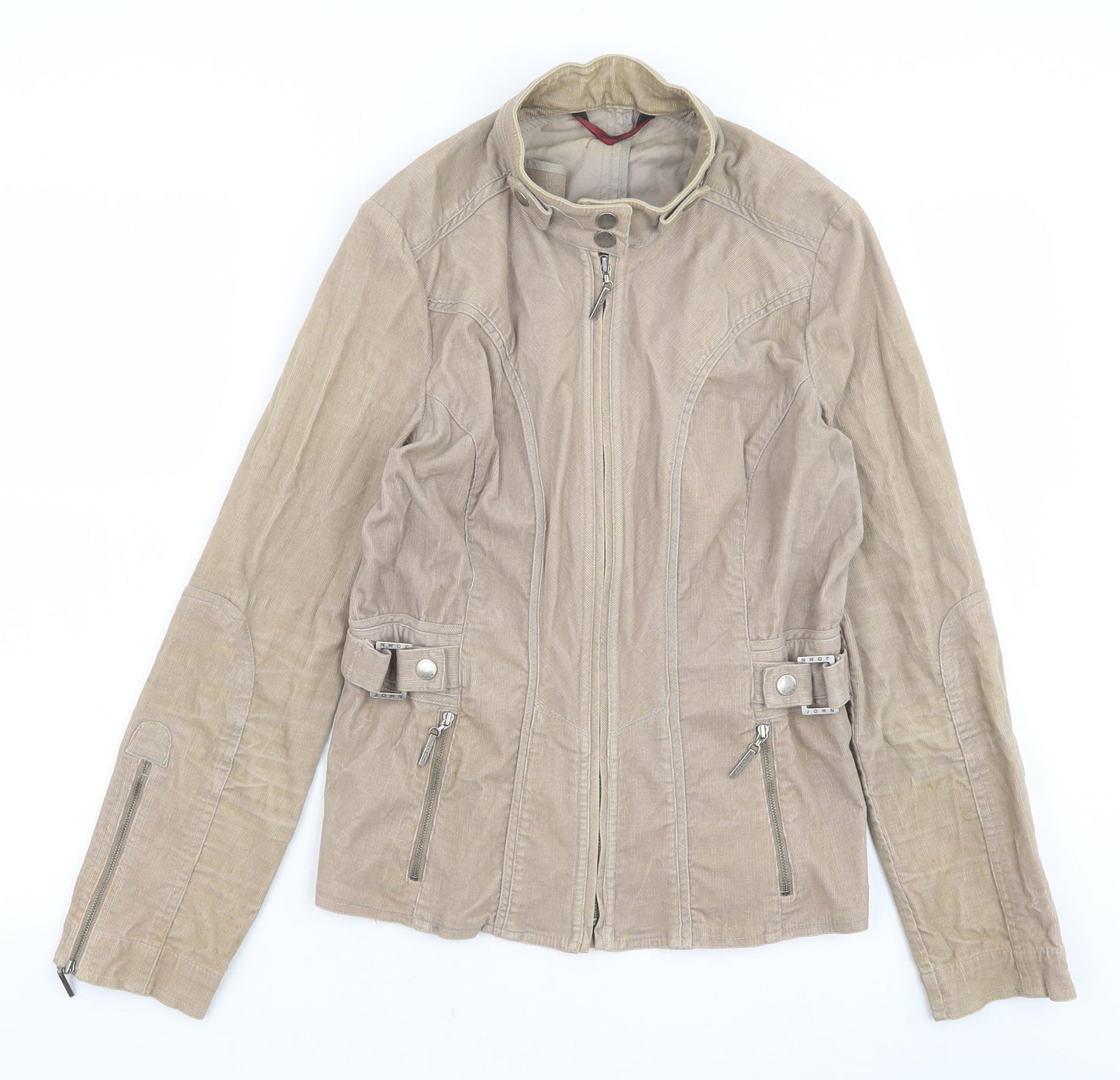 Debenhams Womens Brown Biker Jacket Size 12 Zip