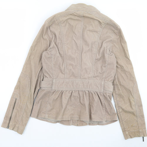 Debenhams Womens Brown Biker Jacket Size 12 Zip
