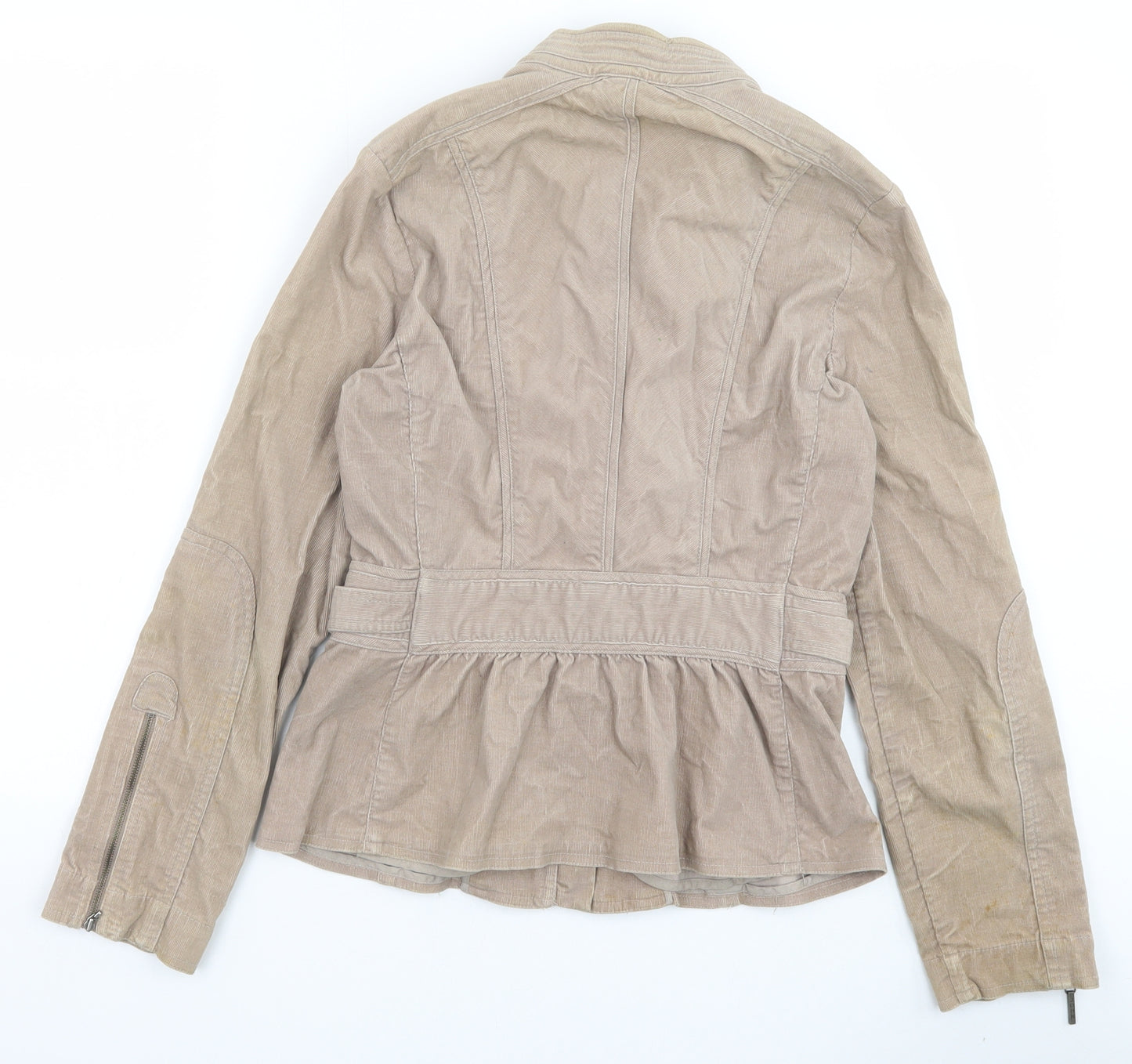 Debenhams Womens Brown Biker Jacket Size 12 Zip