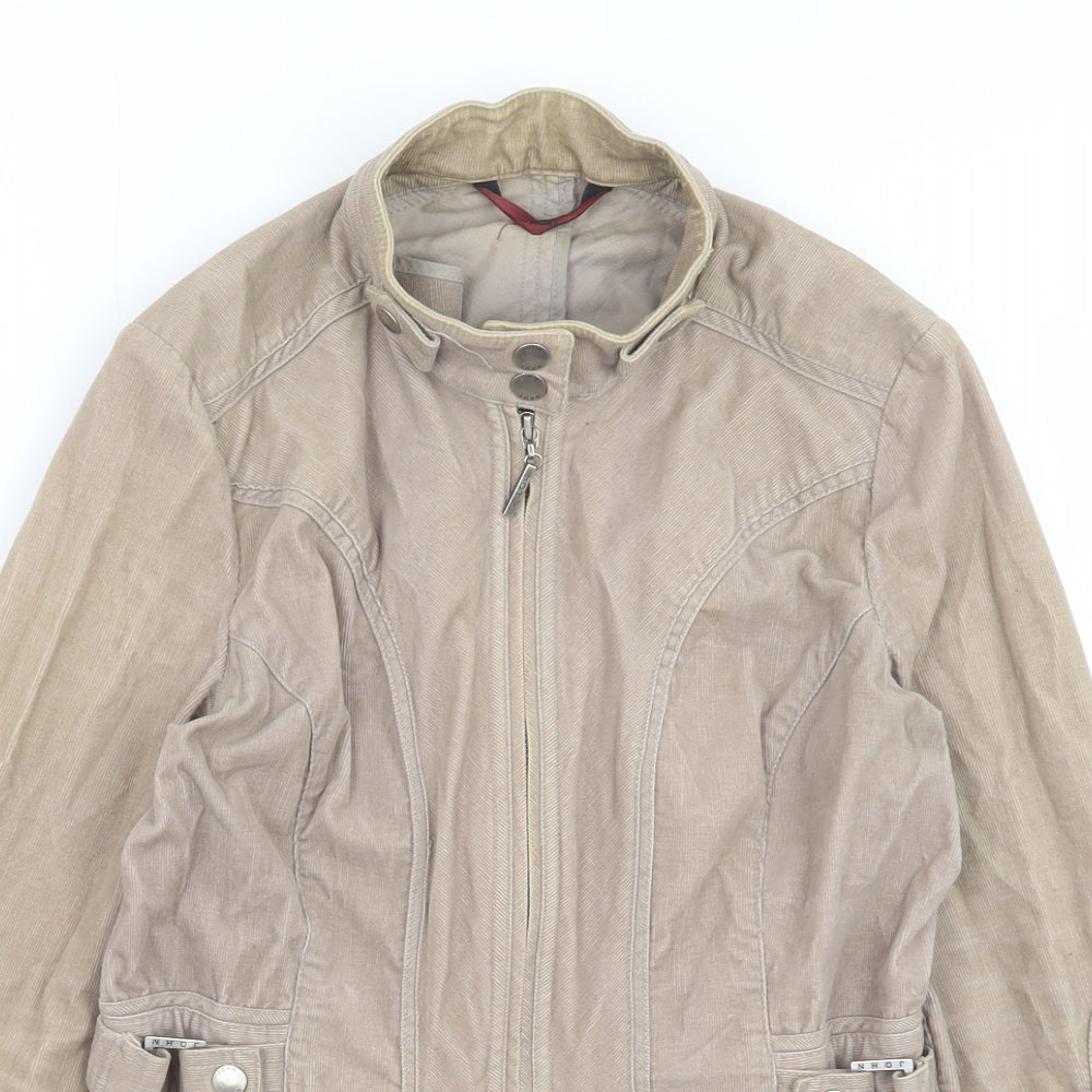 Debenhams Womens Brown Biker Jacket Size 12 Zip