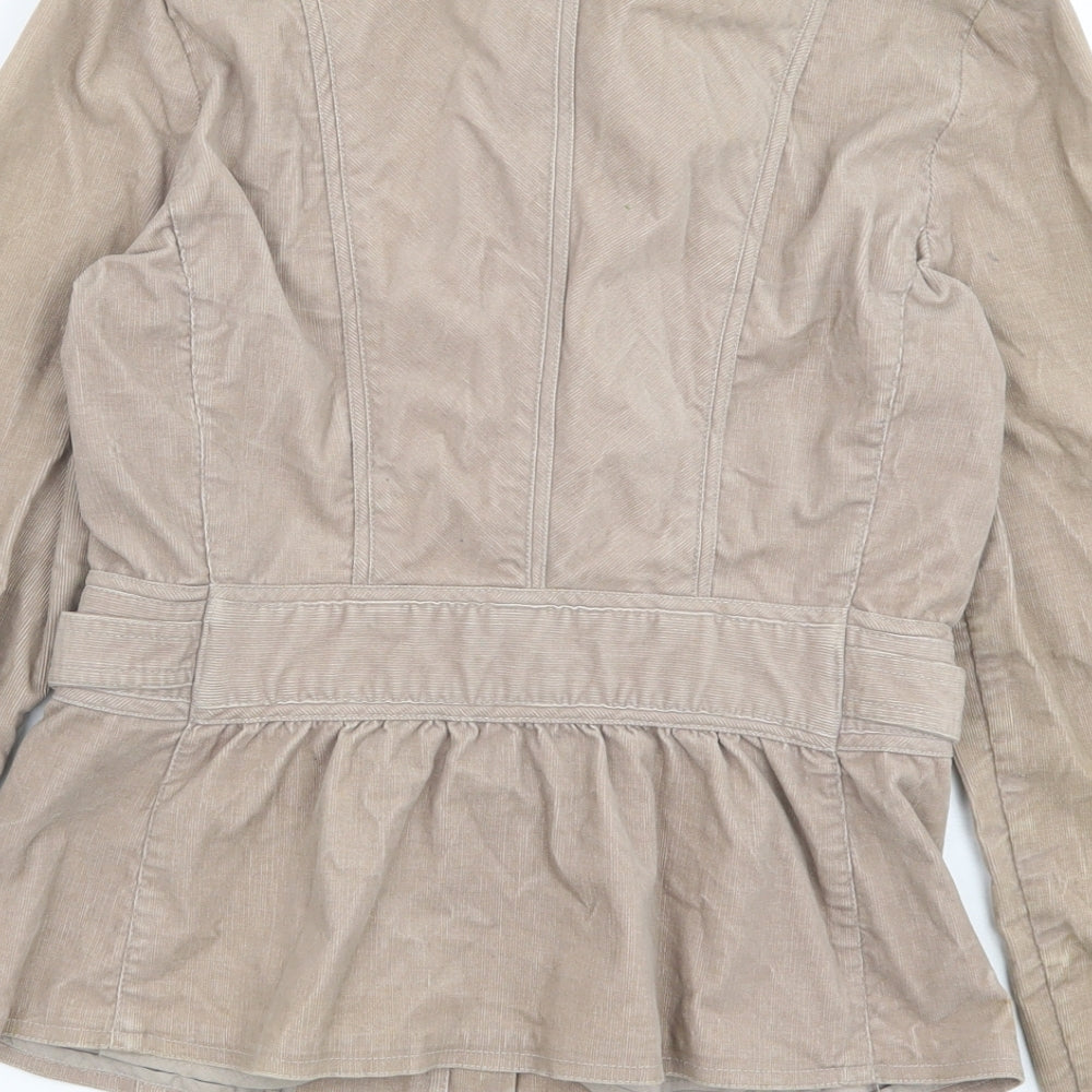 Debenhams Womens Brown Biker Jacket Size 12 Zip