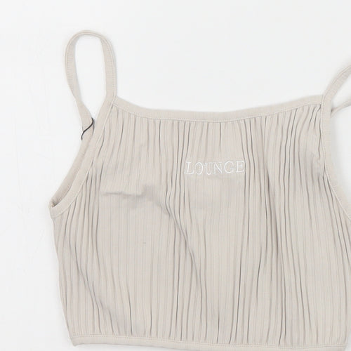 Lounge Womens Grey Cotton Cropped Tank Size M Scoop Neck