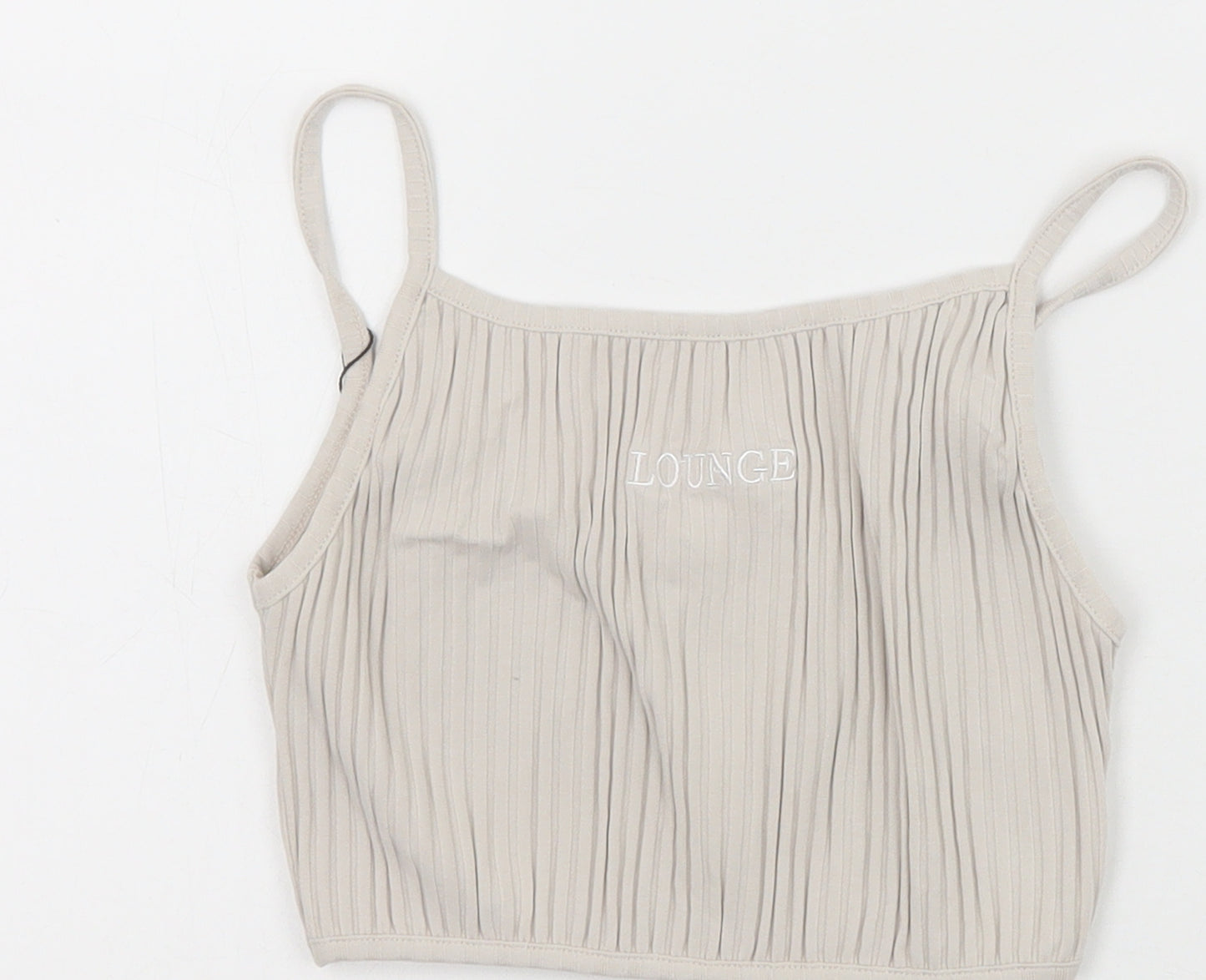 Lounge Womens Grey Cotton Cropped Tank Size M Scoop Neck
